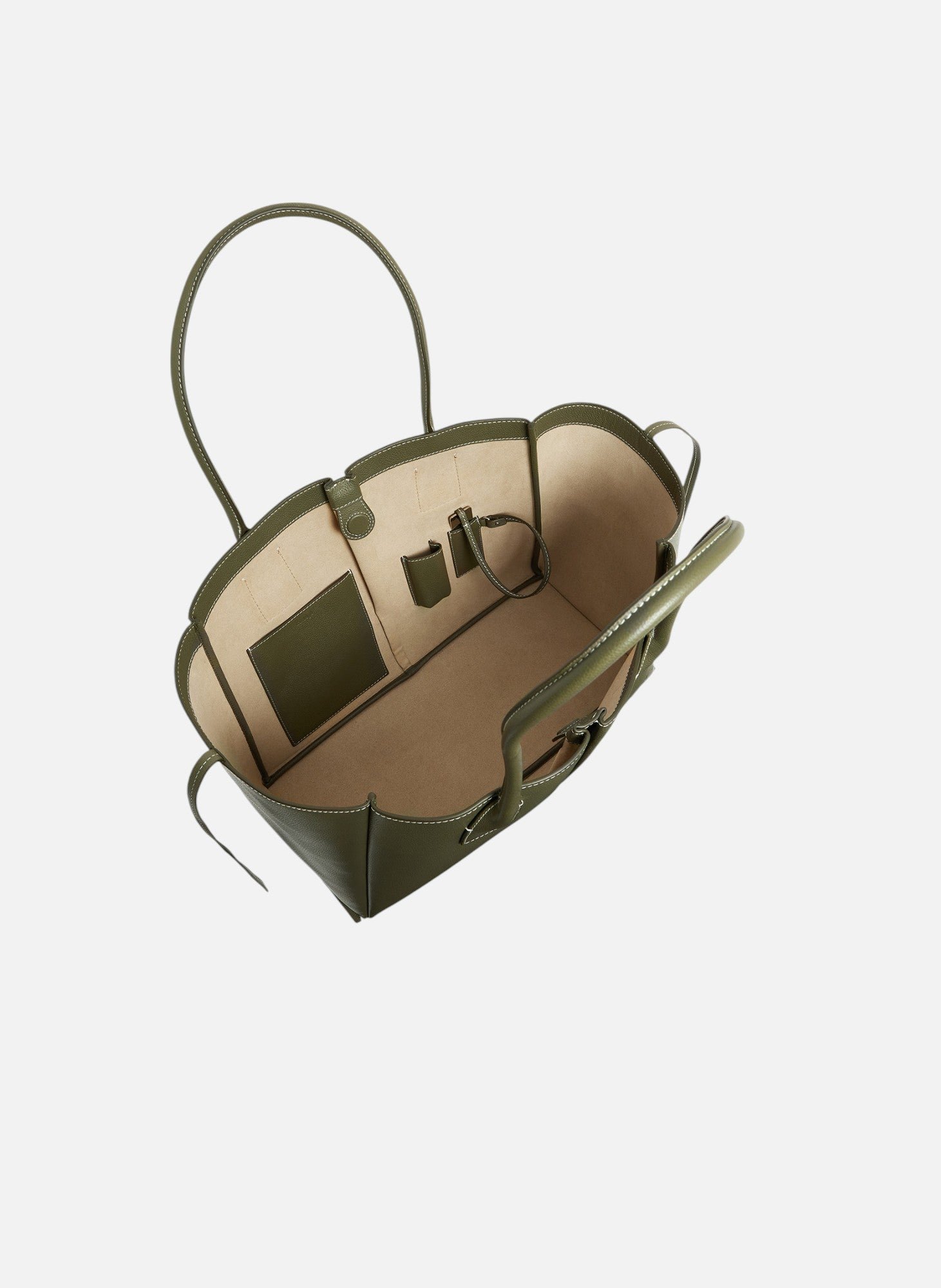 Grand sac cabas elena en cuir grainé LE TANNEUR Vert