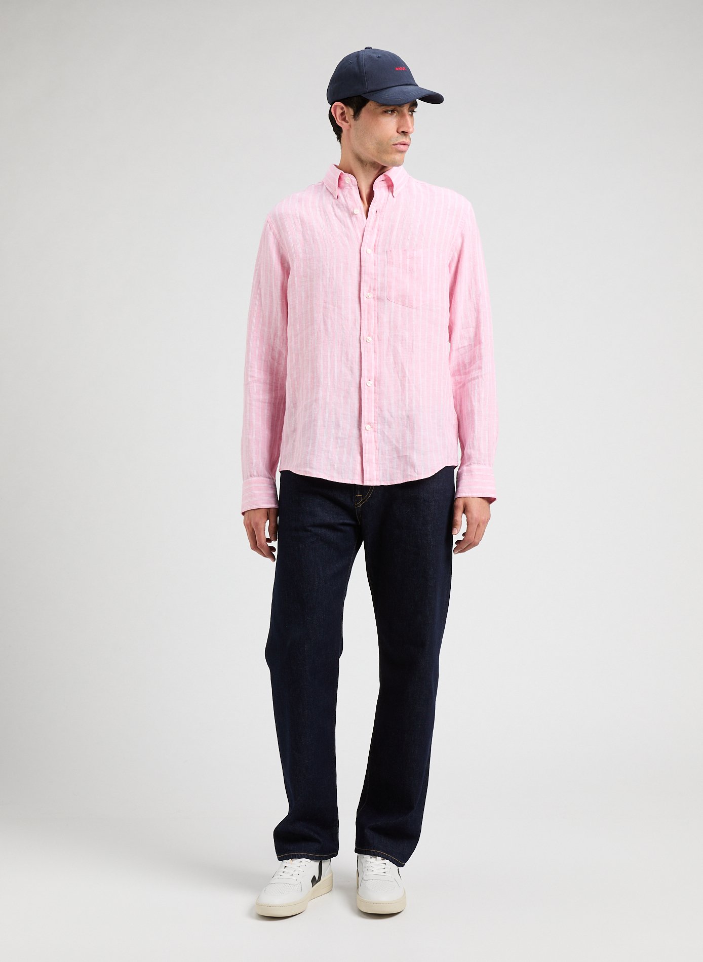 Striped linen shirt GANT Pink