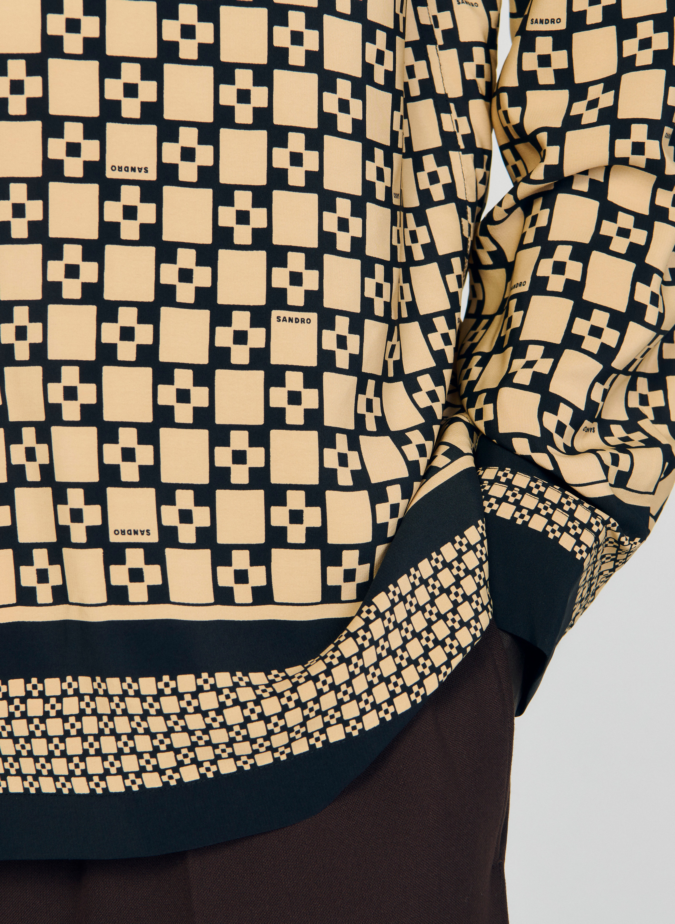 Chemise droite col cubain SANDRO Beige