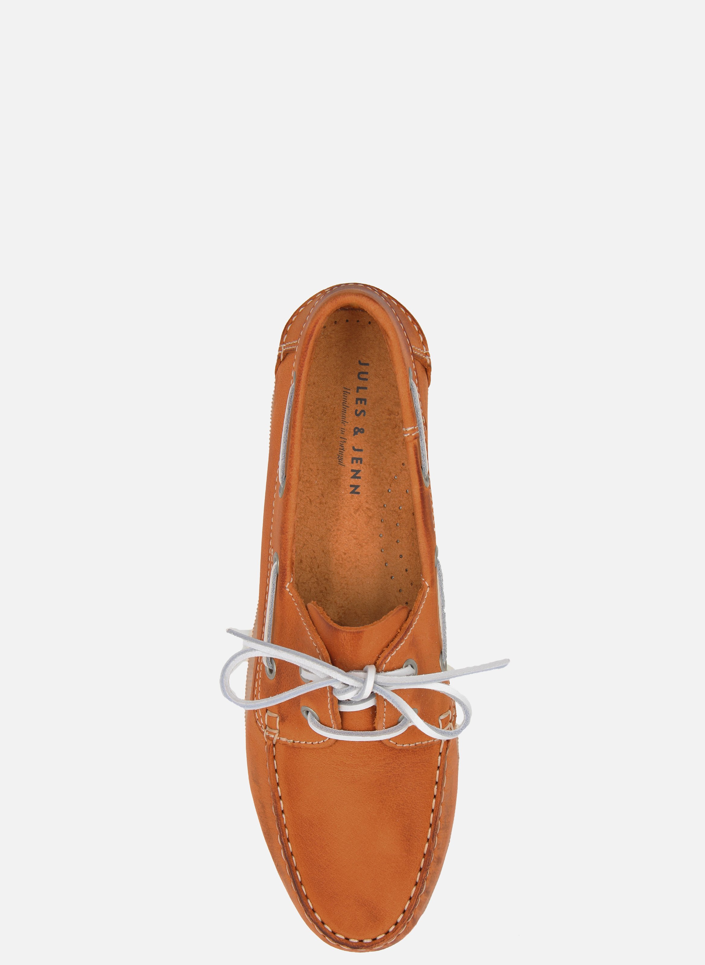 Chaussures bateau cuir mat brossé JULES & JENN Orange
