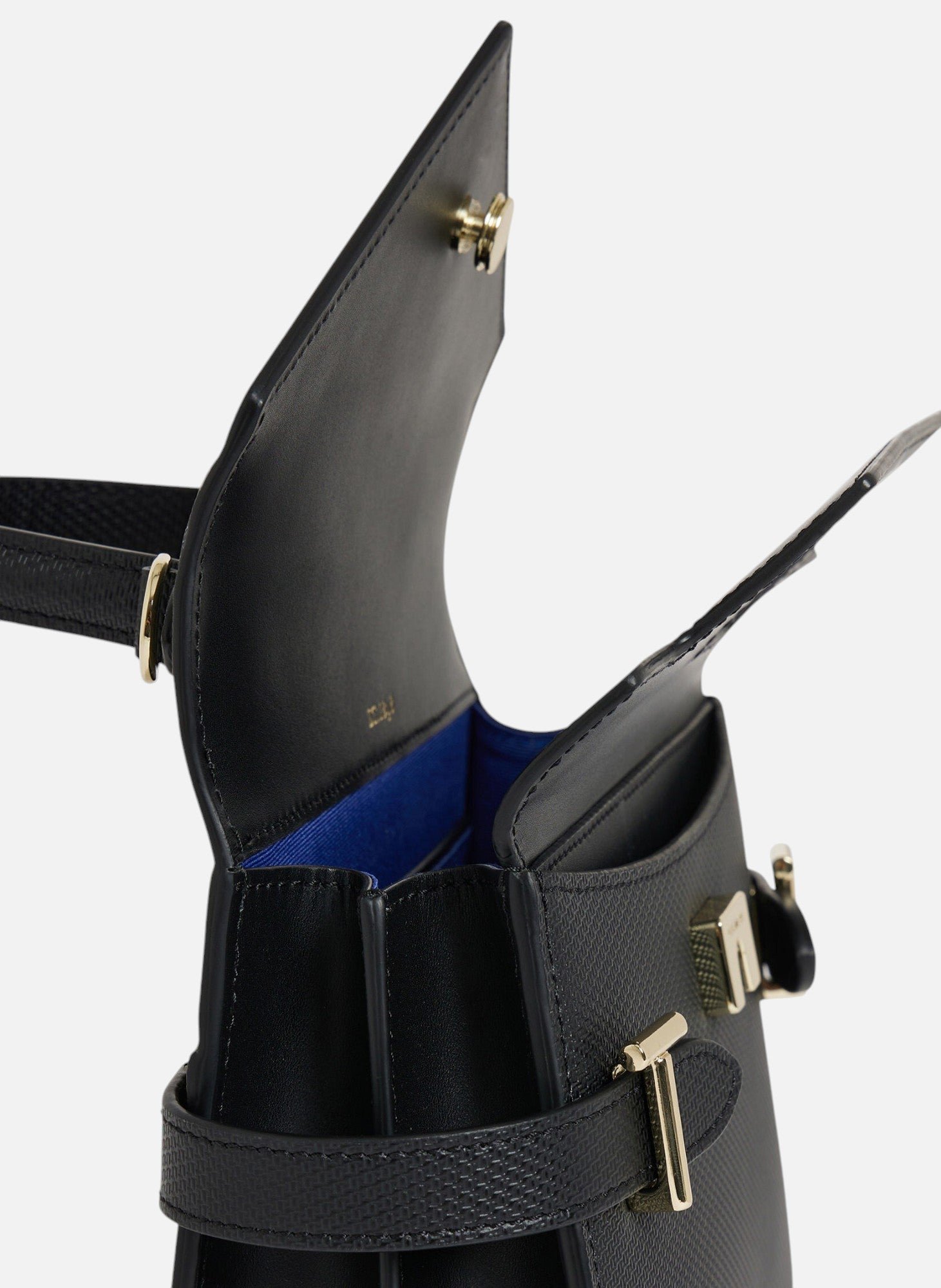 Petit sac à main double rabat emilie en cuir signature t LE TANNEUR Noir