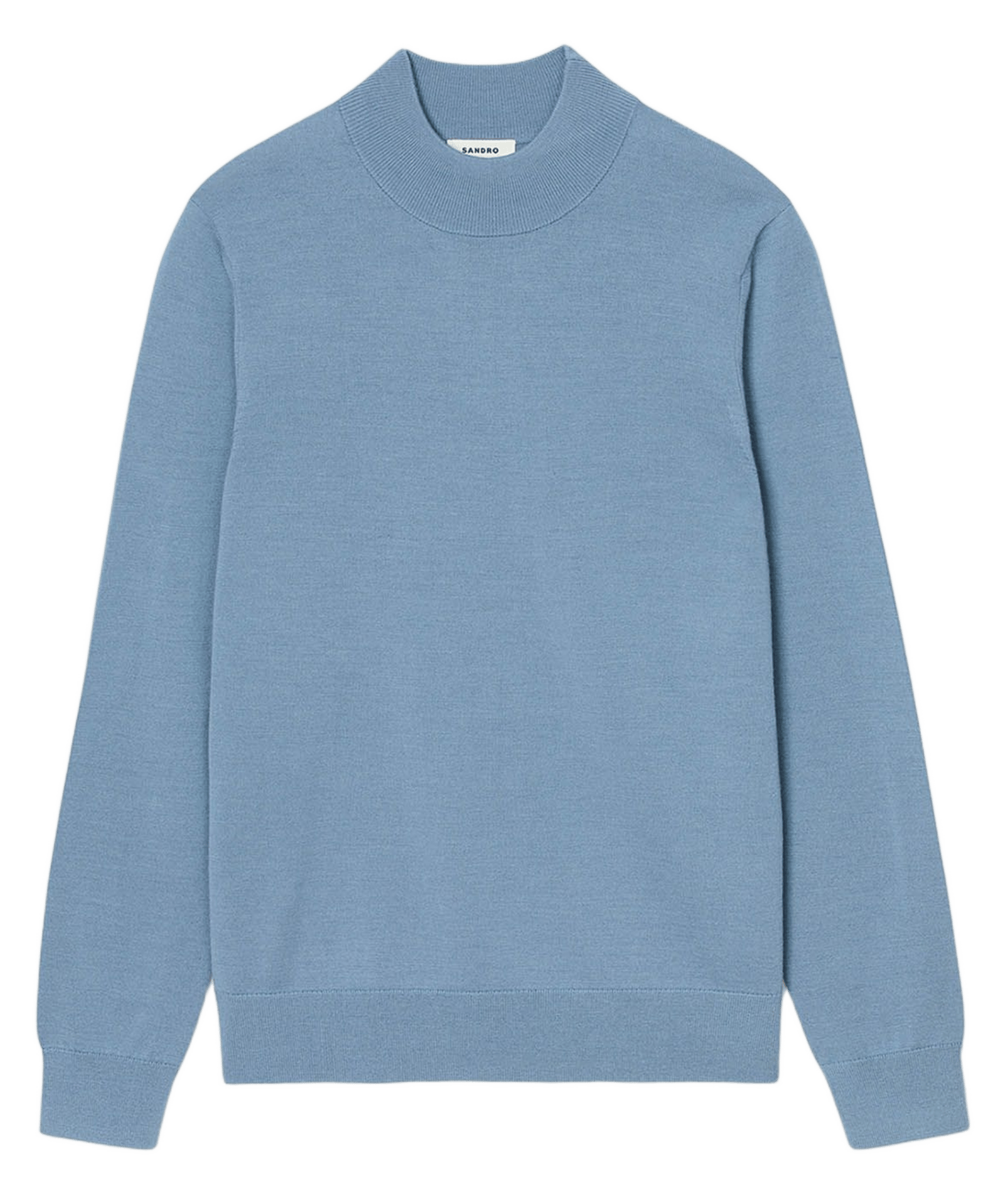 Pull droit manches longues uni en laine SANDRO Bleu