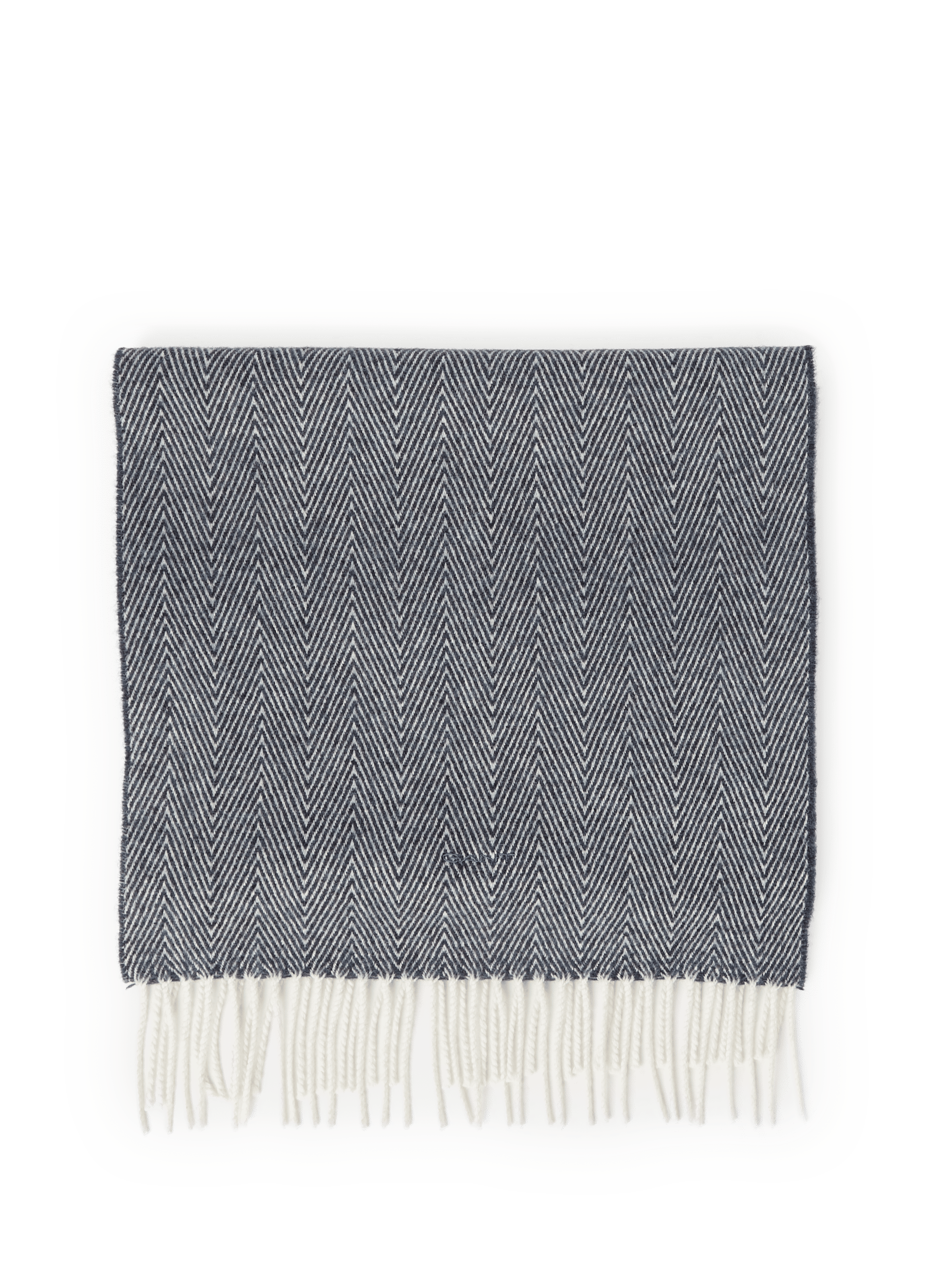 GANT Echarpe à chevrons et franges en laine mérinos Bleu