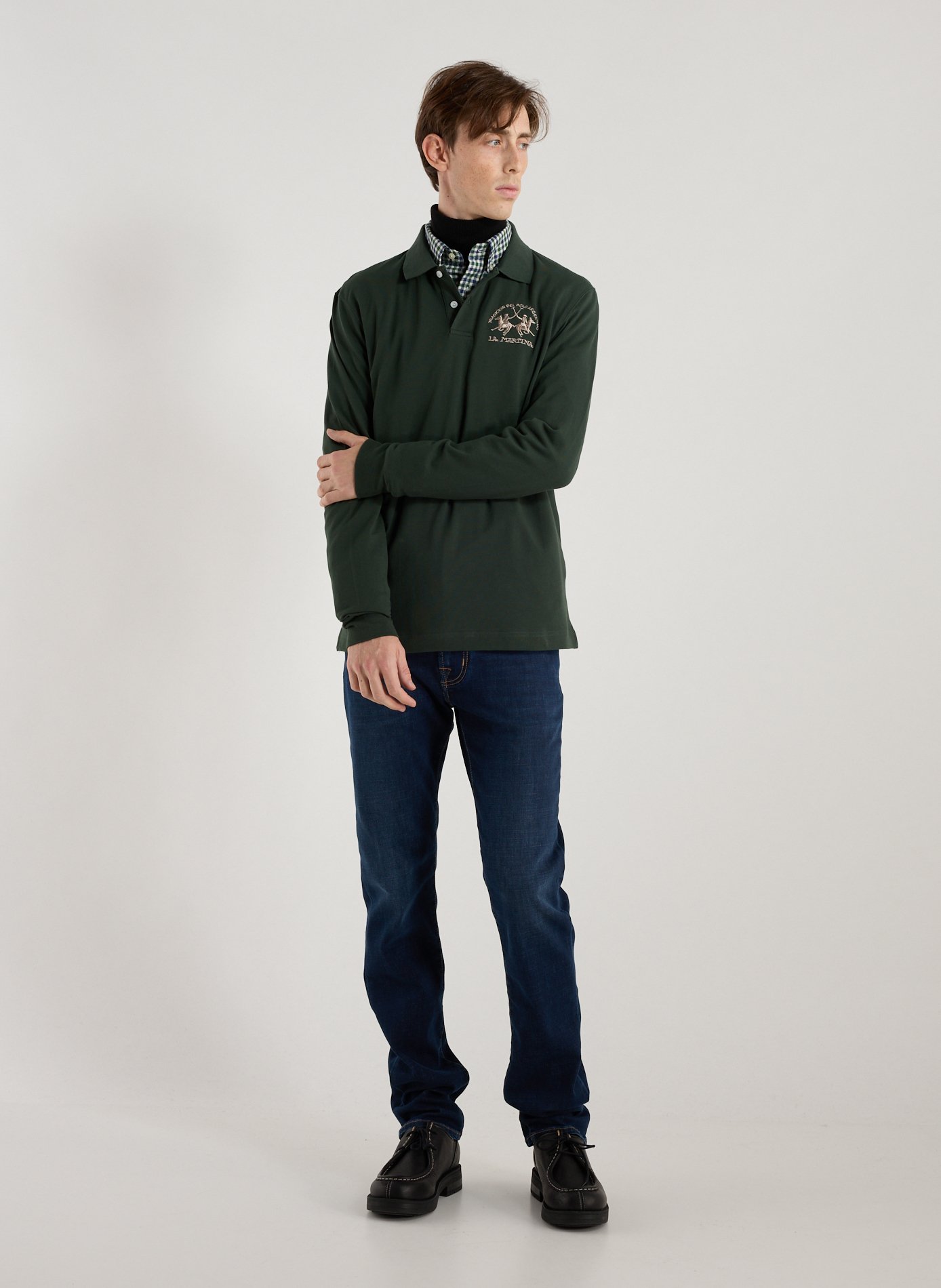 Polo à manches longues en coton mélangé LA MARTINA Vert