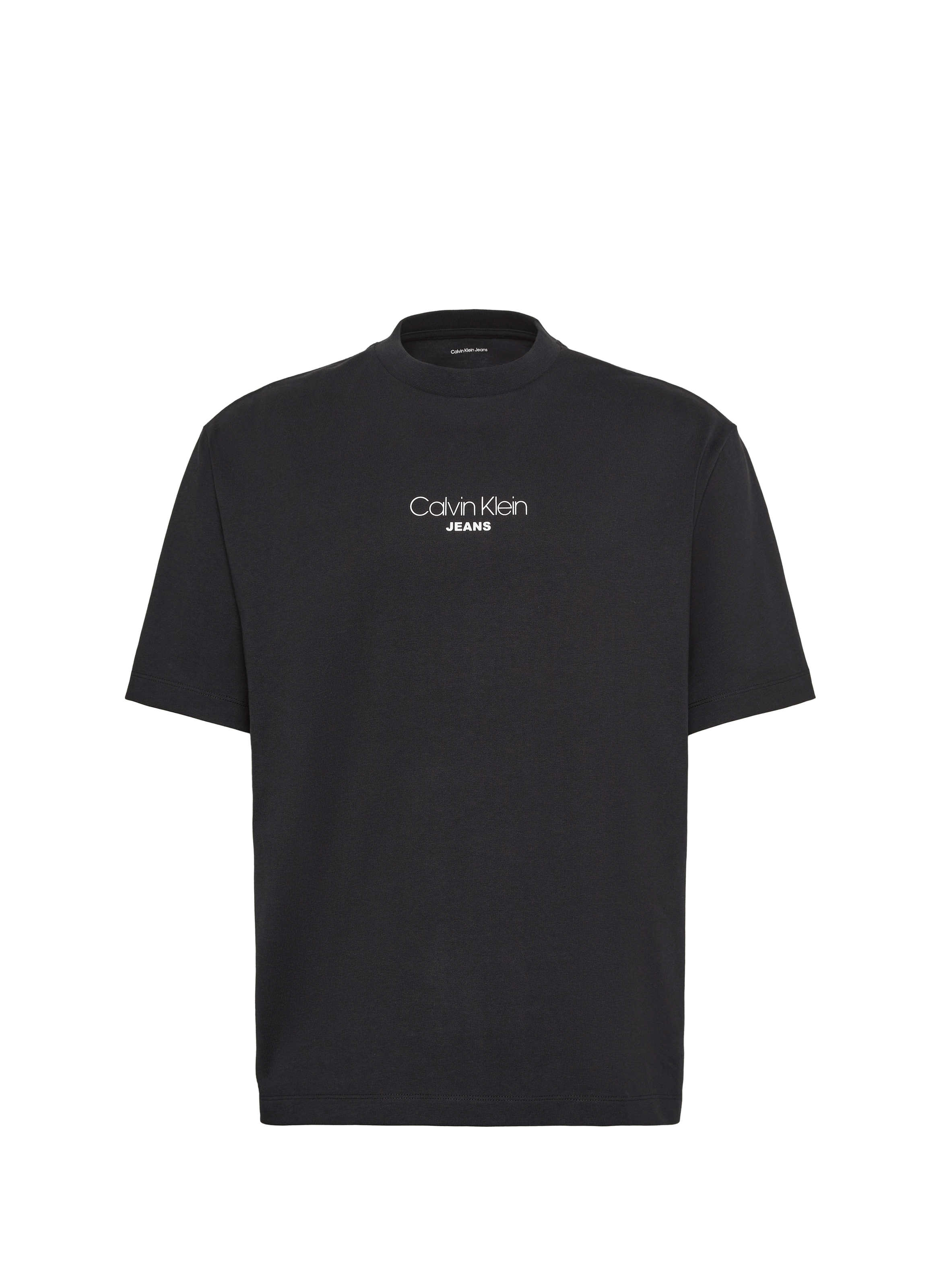 T-shirt droit à logo en coton CALVIN KLEIN Noir