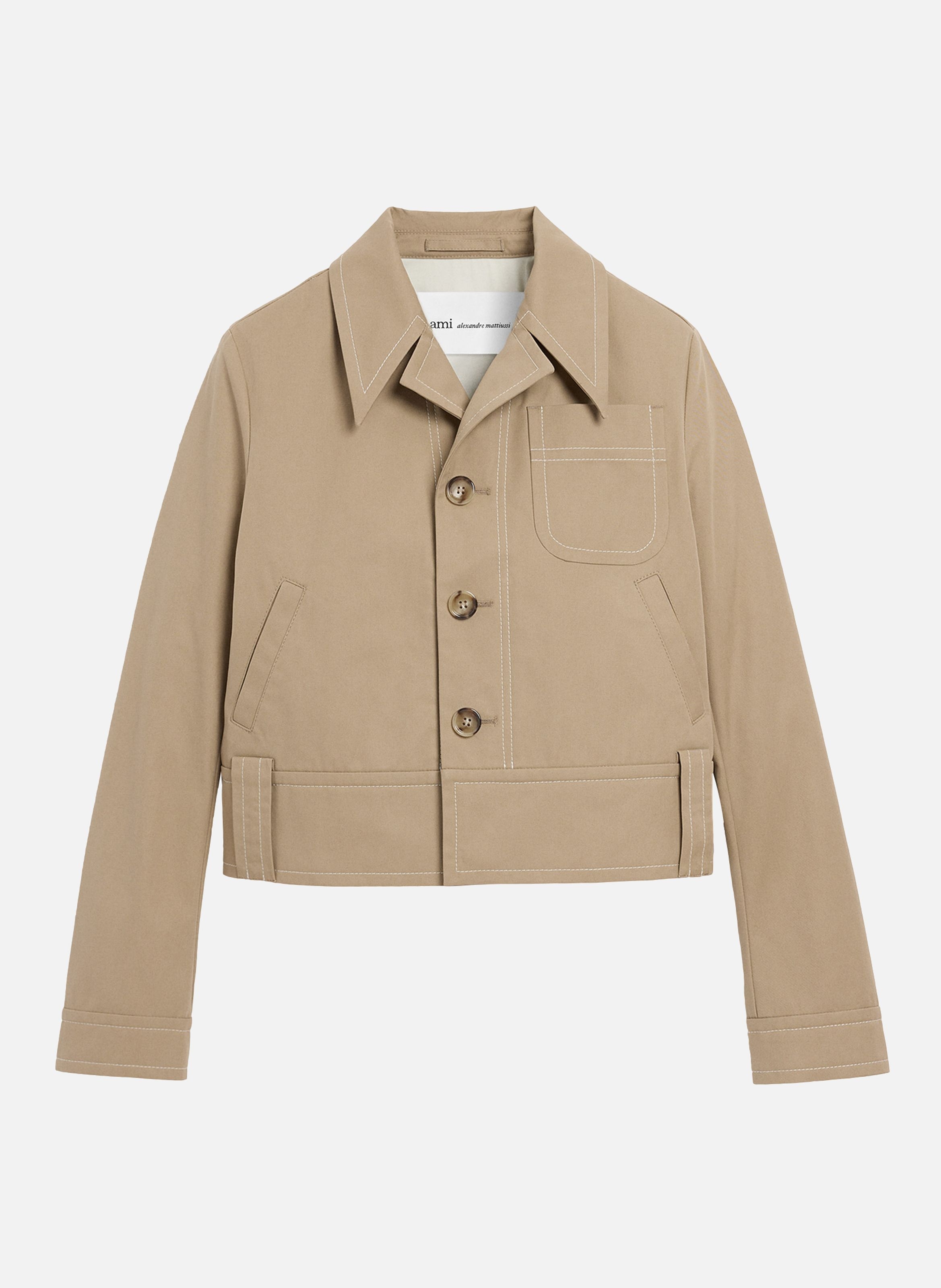 Veste boutonnée en coton AMI PARIS Beige
