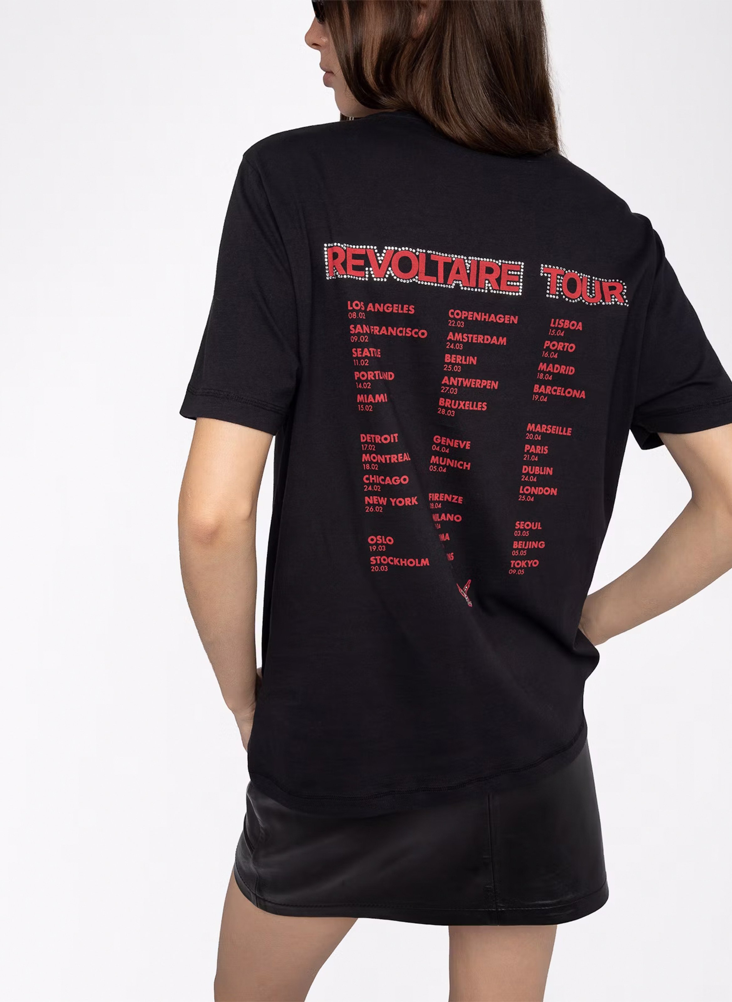 Tee-shirt droit col rond en coton edwin ZADIG&VOLTAIRE Noir