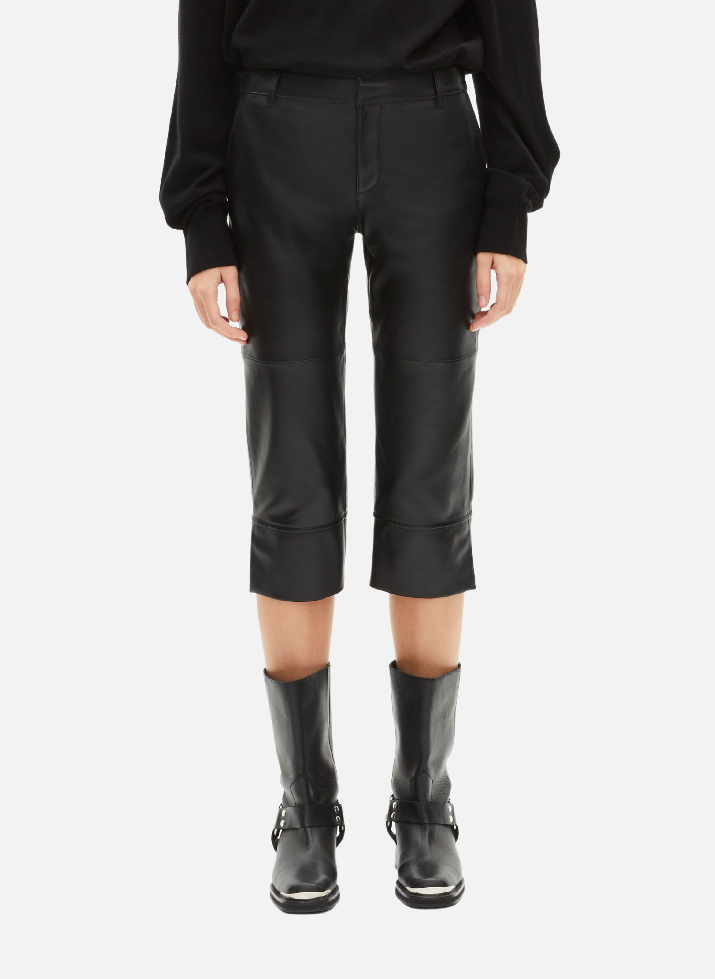 Pantalon capri en cuir NoirTHE KOOPLES