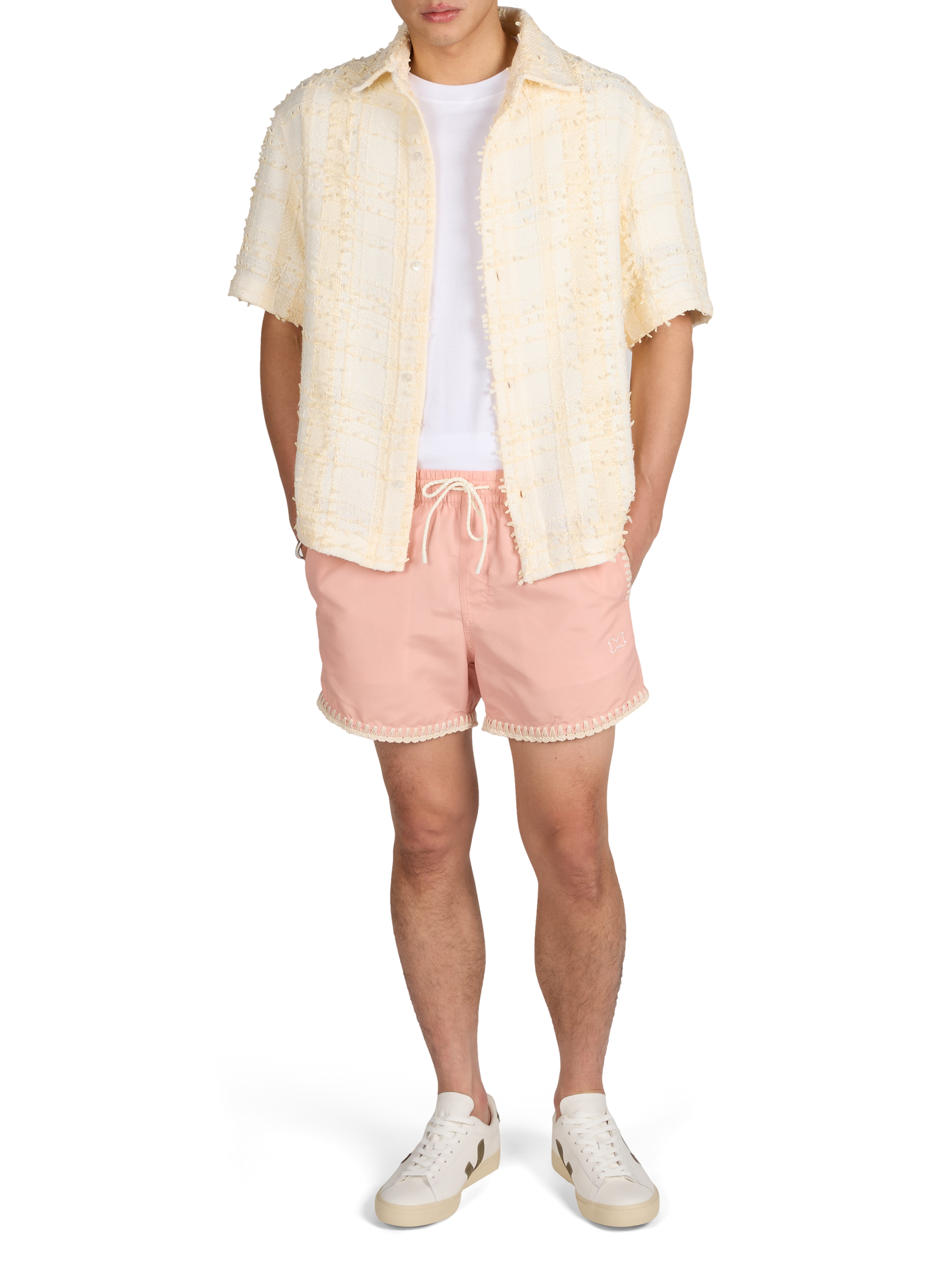 Short-sleeved tweed shirt MOUTY White