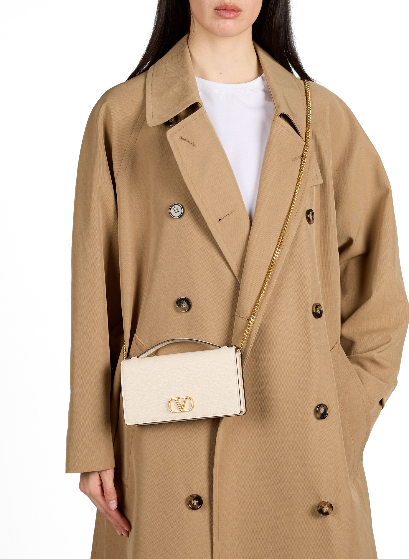 Pochette en cuir grainé VALENTINO Blanc