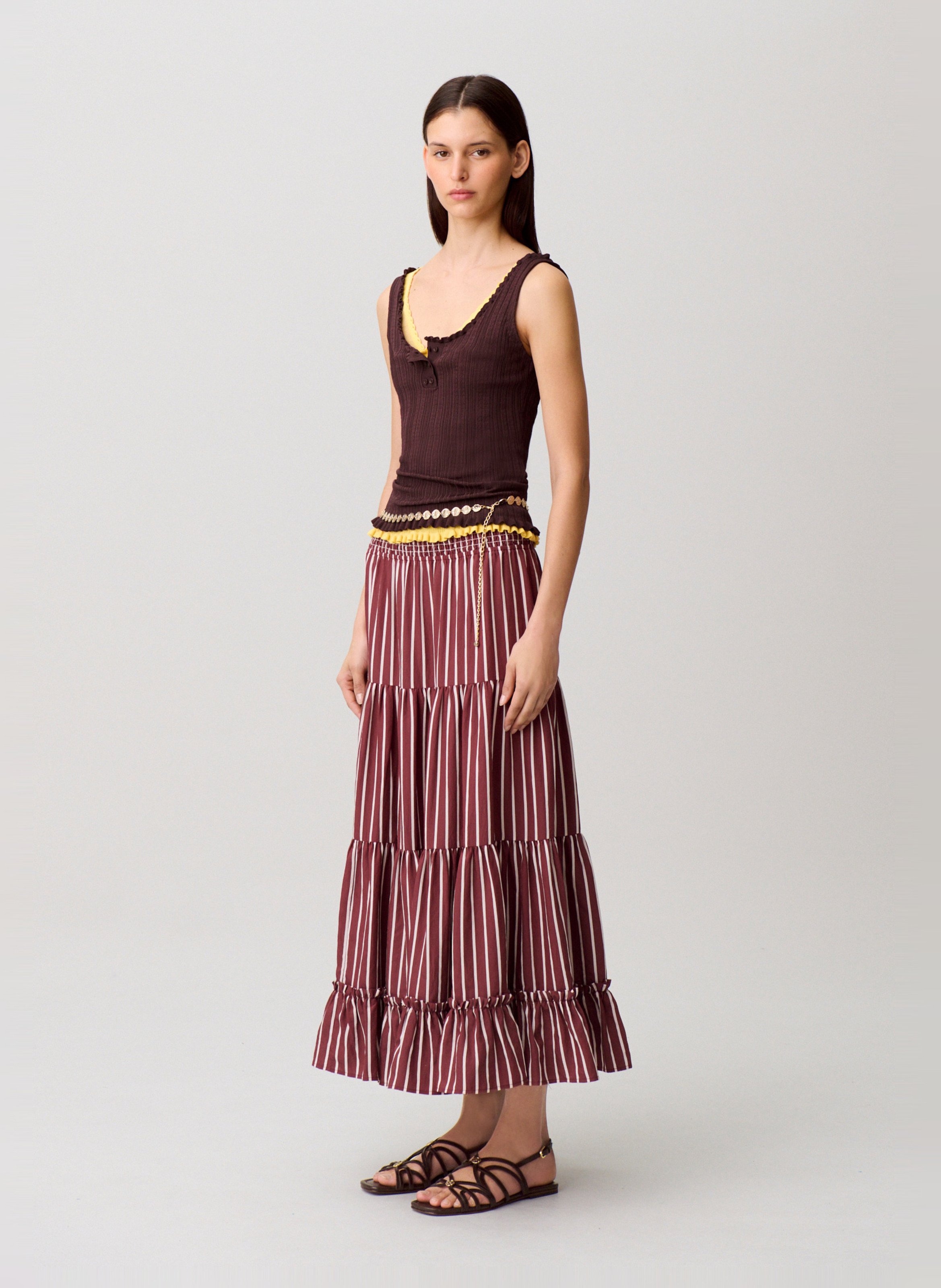 Jupe longue évasée à rayures CLAUDIE PIERLOT Multicolore