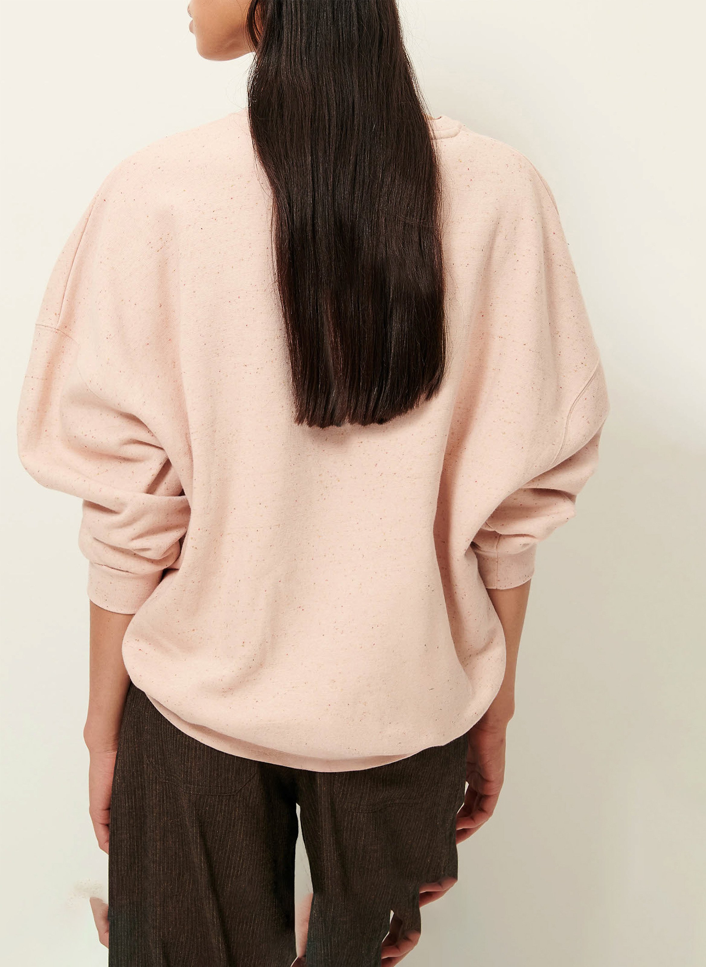 Sweat ample col rond moucheté en coton bio mélangé chebbi SESSUN Rose