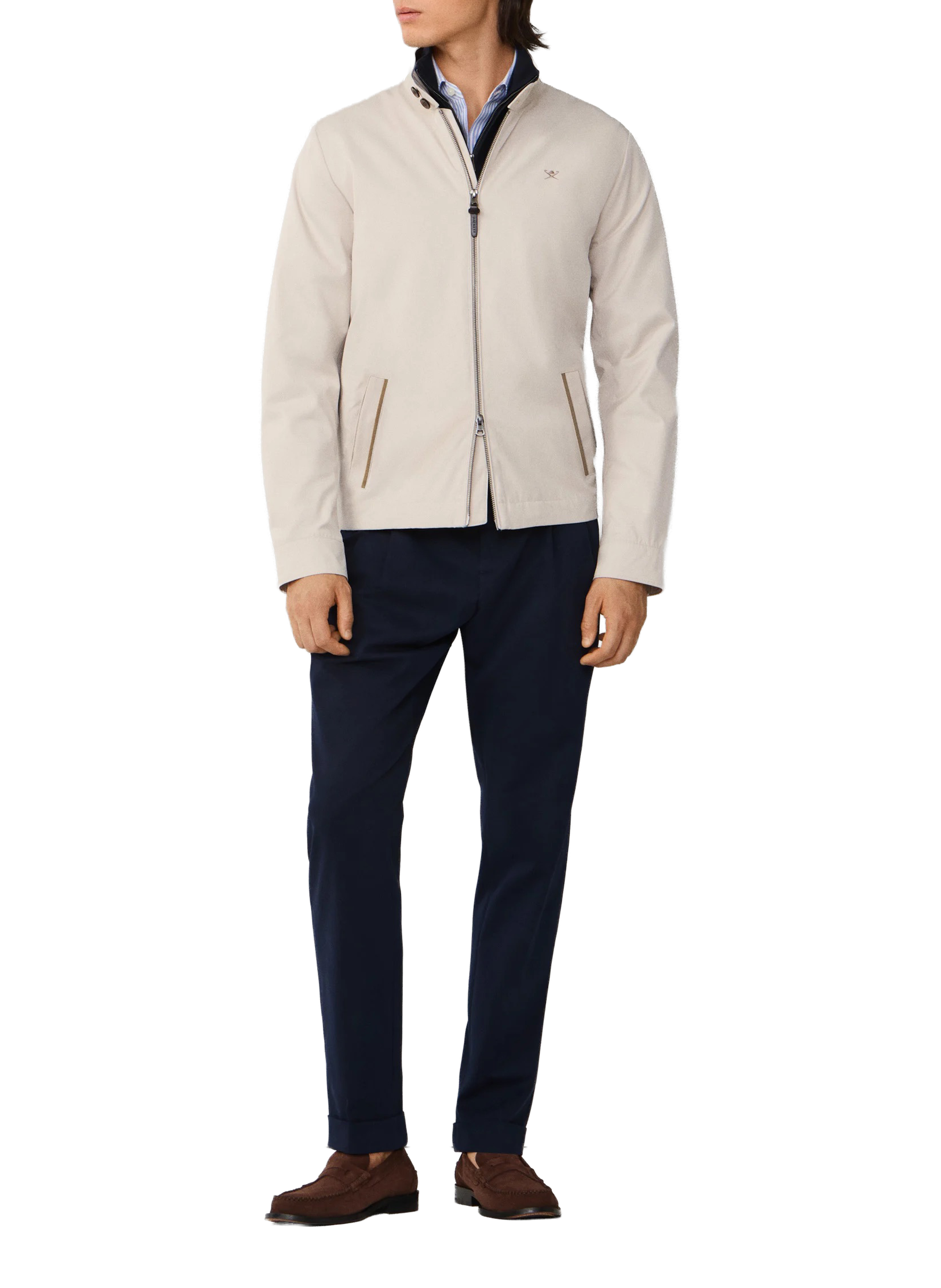 Recht jasje met opstaande kraag HACKETT Beige