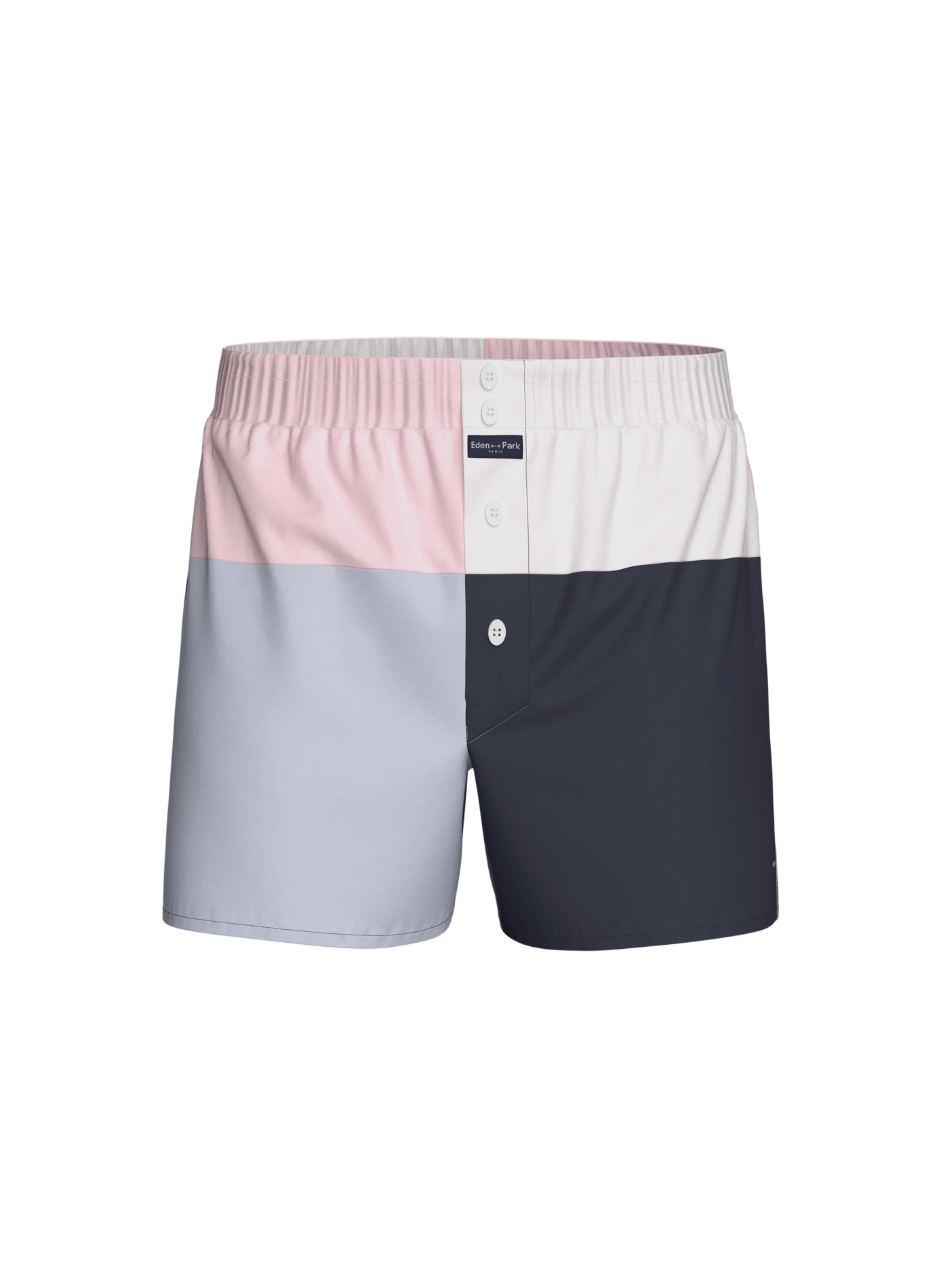 Caleçon en popeline de coton colorblock EDEN PARK Bleu