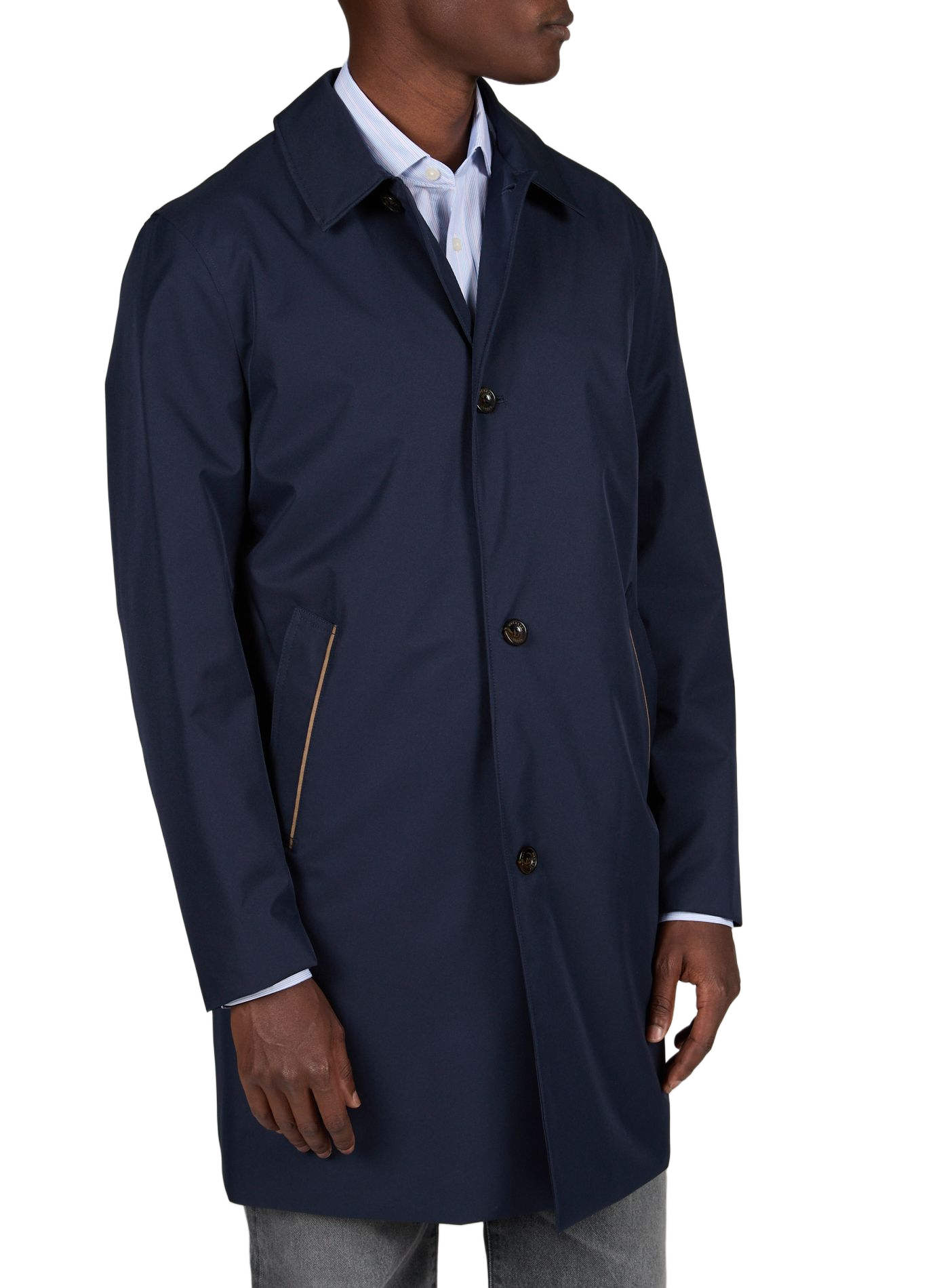 Mid-length straight cotton parka HACKETT Blue