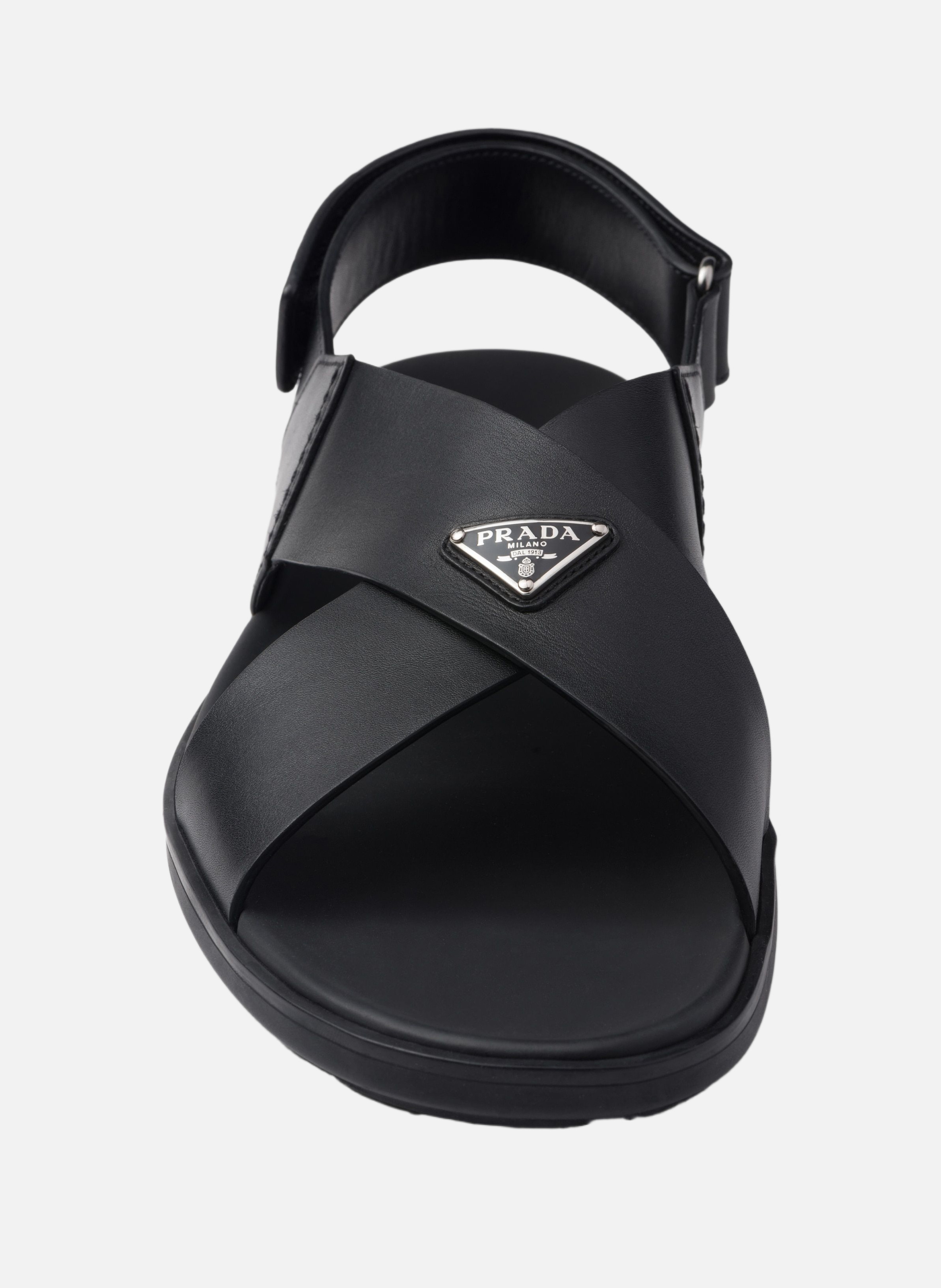 Sandales croisées en cuir PRADA Noir