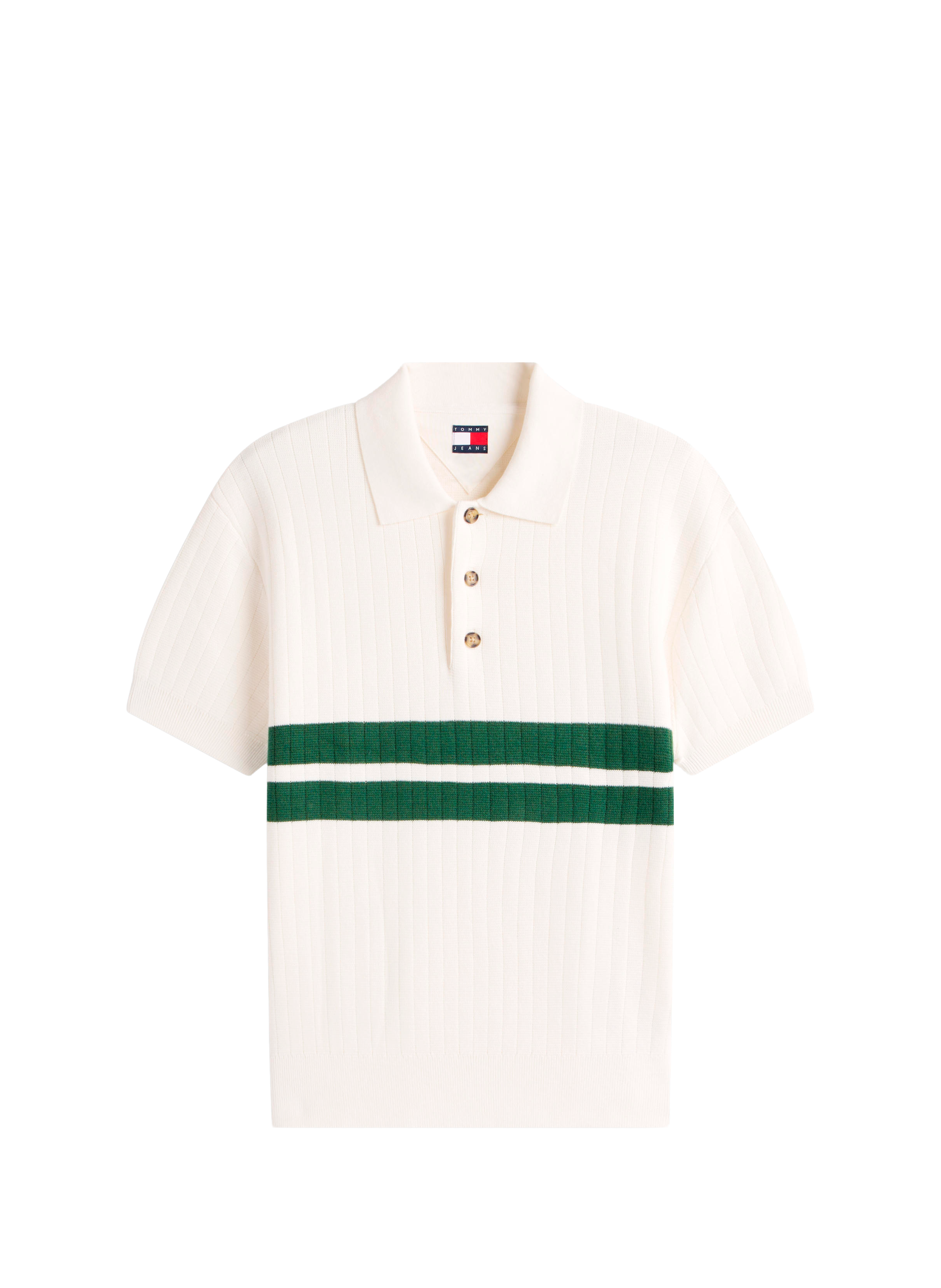 Polo à manches courtes avec double bande contrastante en coton TOMMY HILFIGER Beige