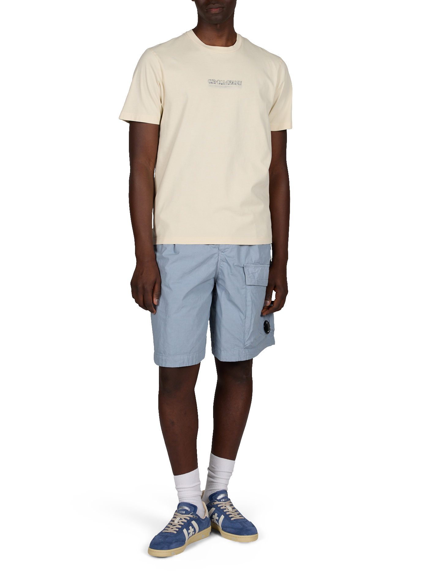 Biker-style cotton t-shirt CP COMPANY Beige