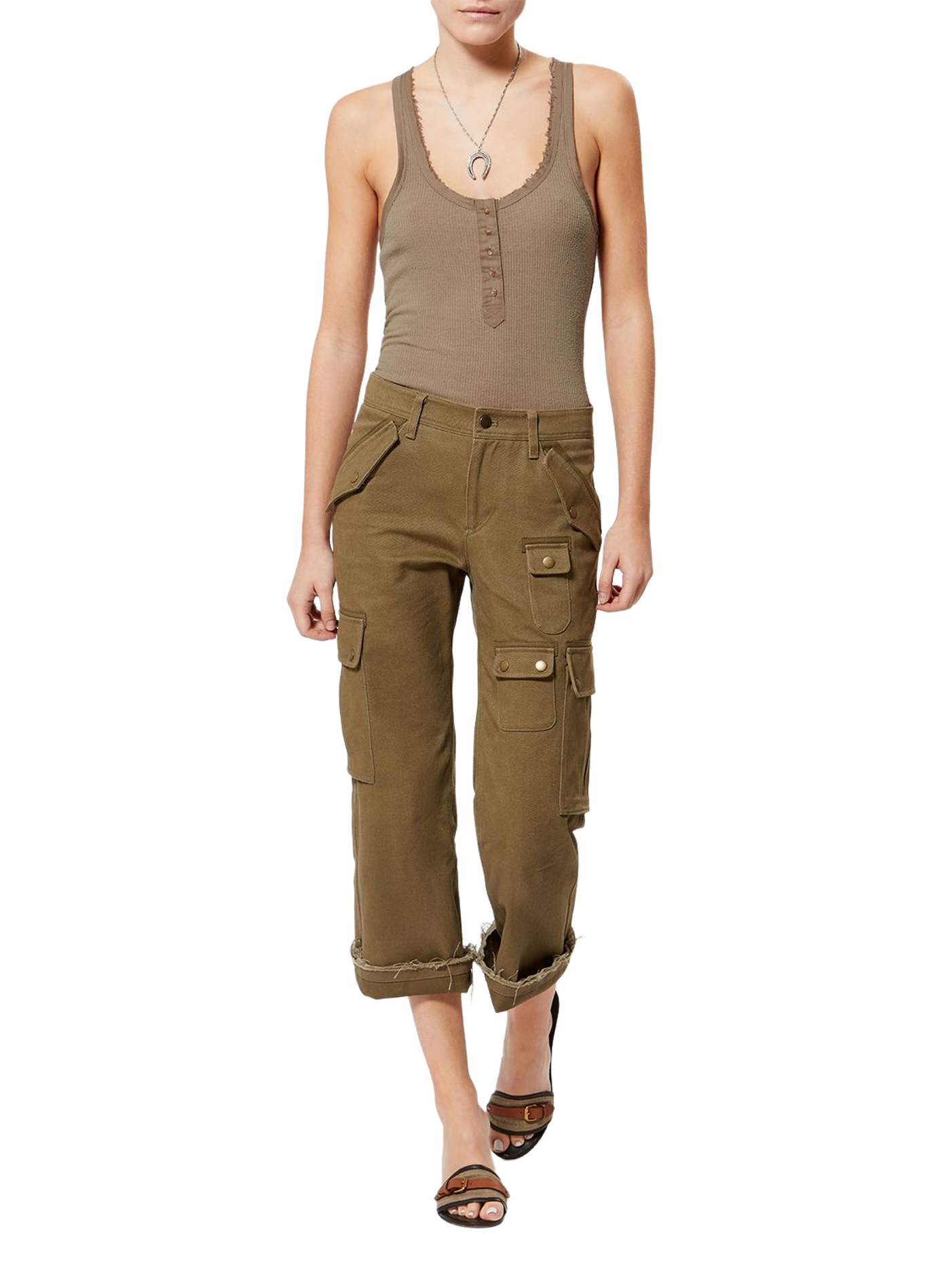 Ribbed silk jersey tank top ISABEL MARANT Brown