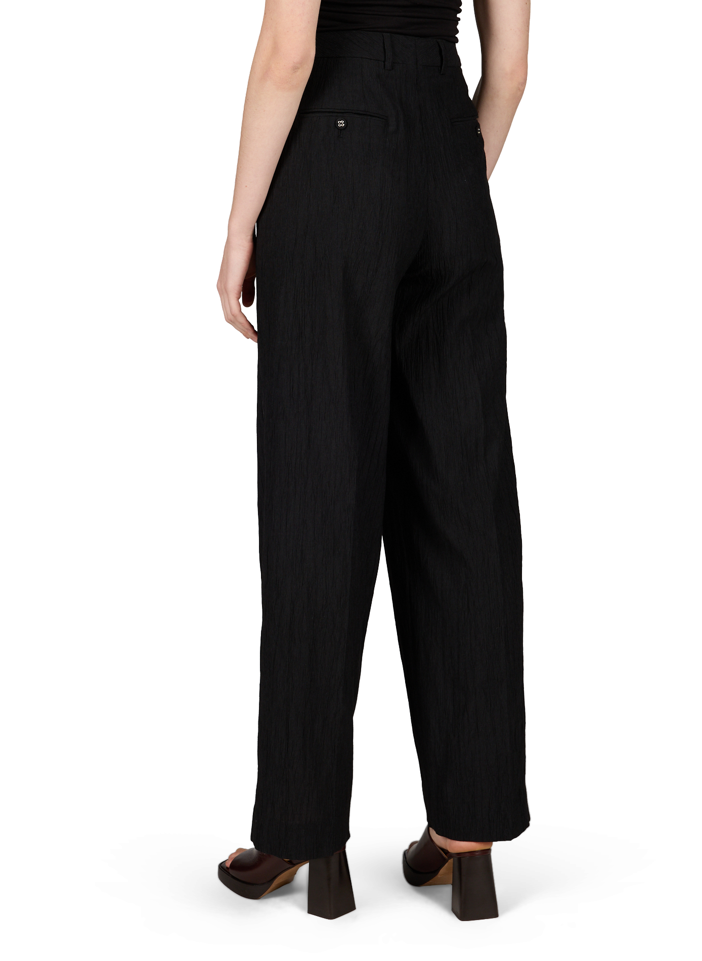 Geknitterte gerade Hose OFFICINE GENERALE Schwarz
