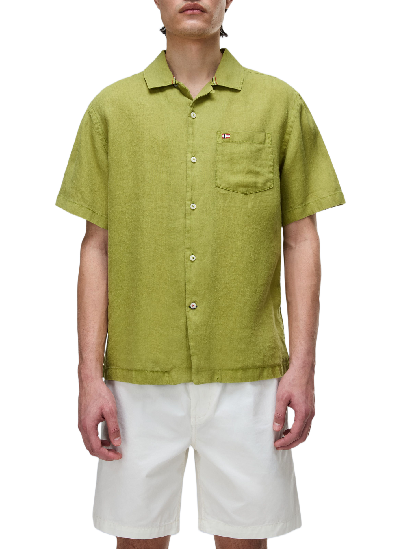 Chemise droite G-Linen en lin NAPAPIJRI Kaki