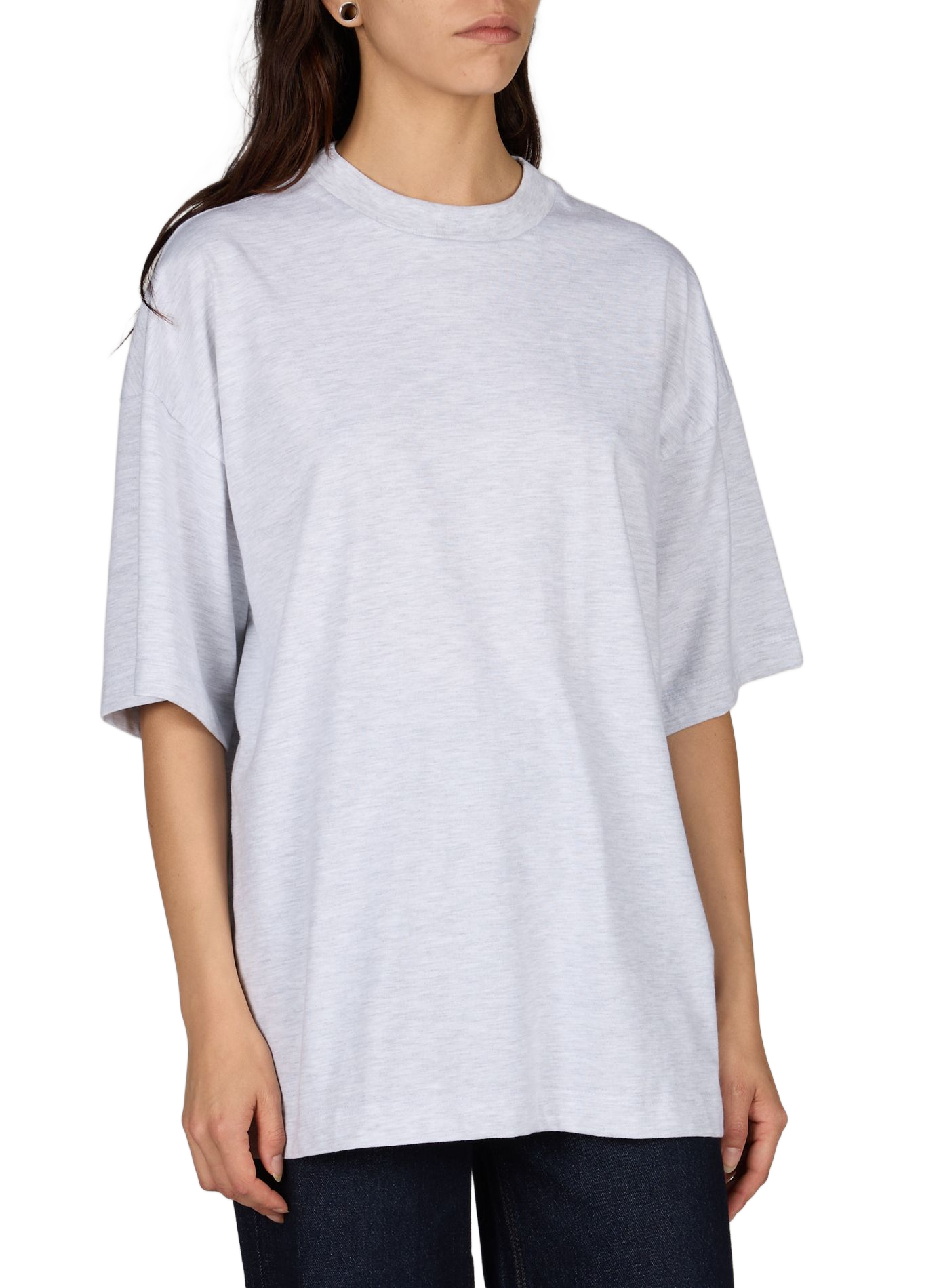 T-shirt ample à col rond en coton TOPSHOP Gris