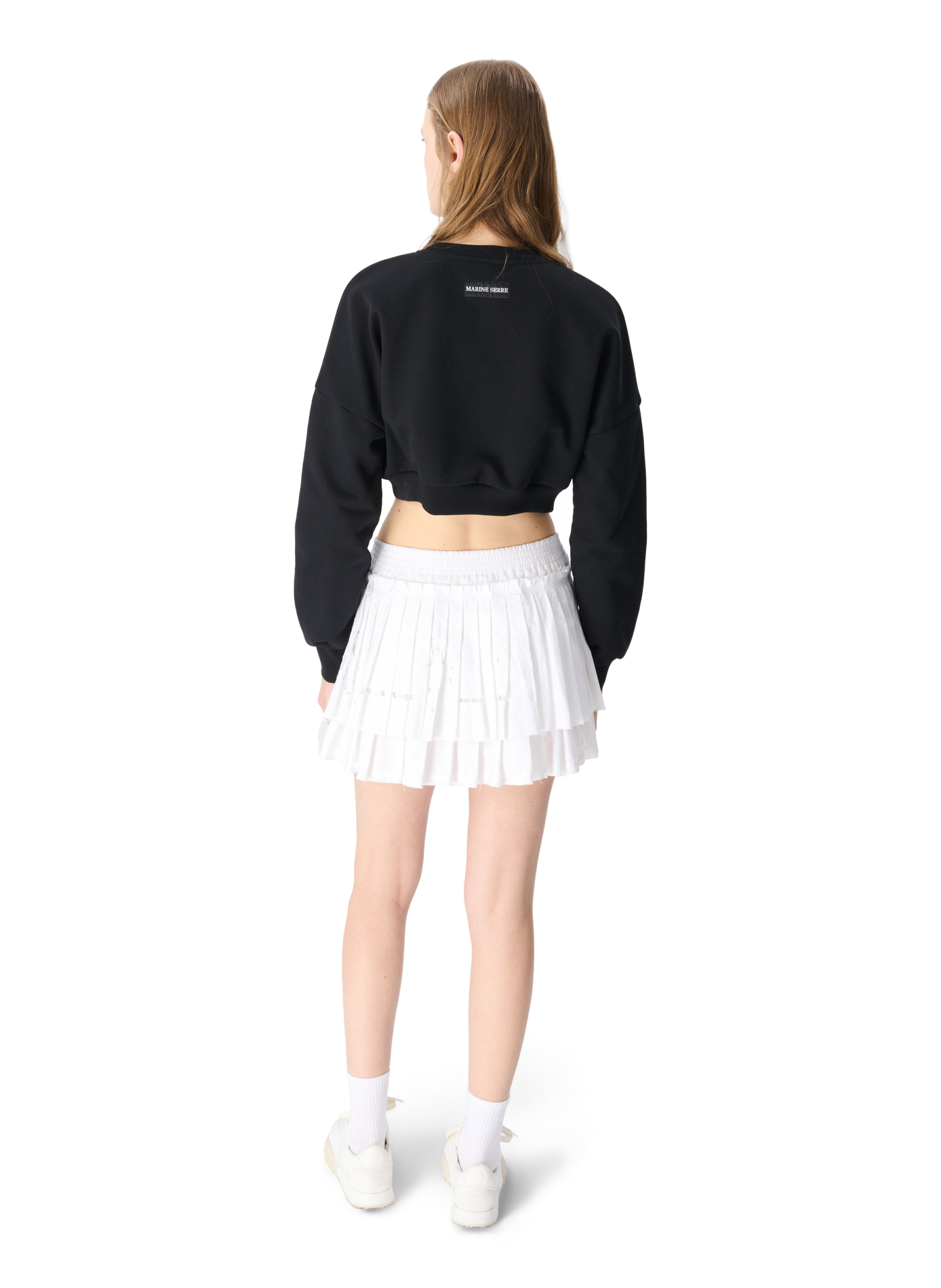 Moon logo fleece cropped sweatshirt MARINE SERRE Black