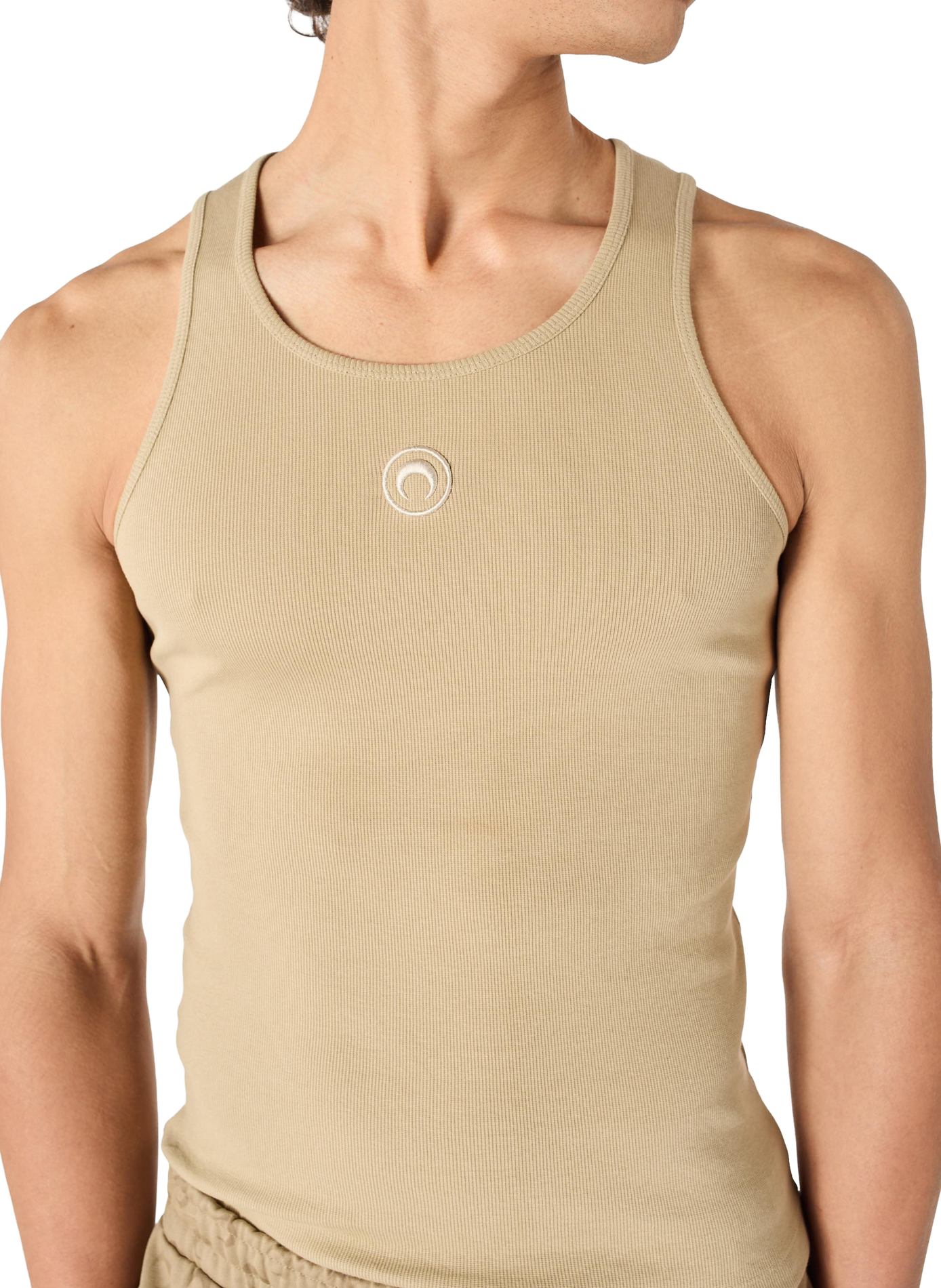 Débardeur logo moon en jersey côtelé de coton biologique MARINE SERRE Beige