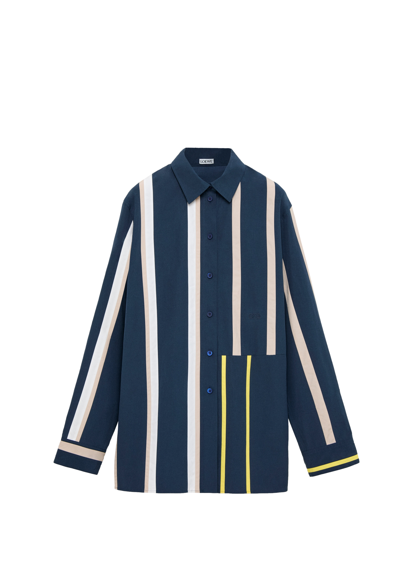 Chemise en popeline de coton à patchwork rayés LOEWE Multicolore