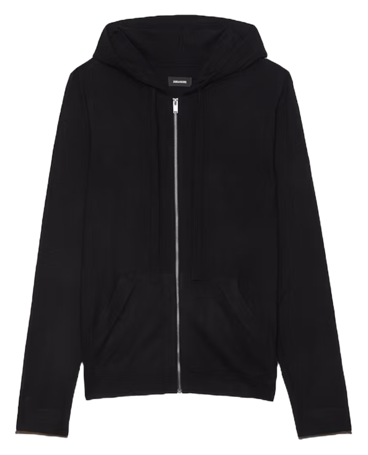 Gilet à capuche zippé en laine mérinos clash ZADIG&VOLTAIRE Noir