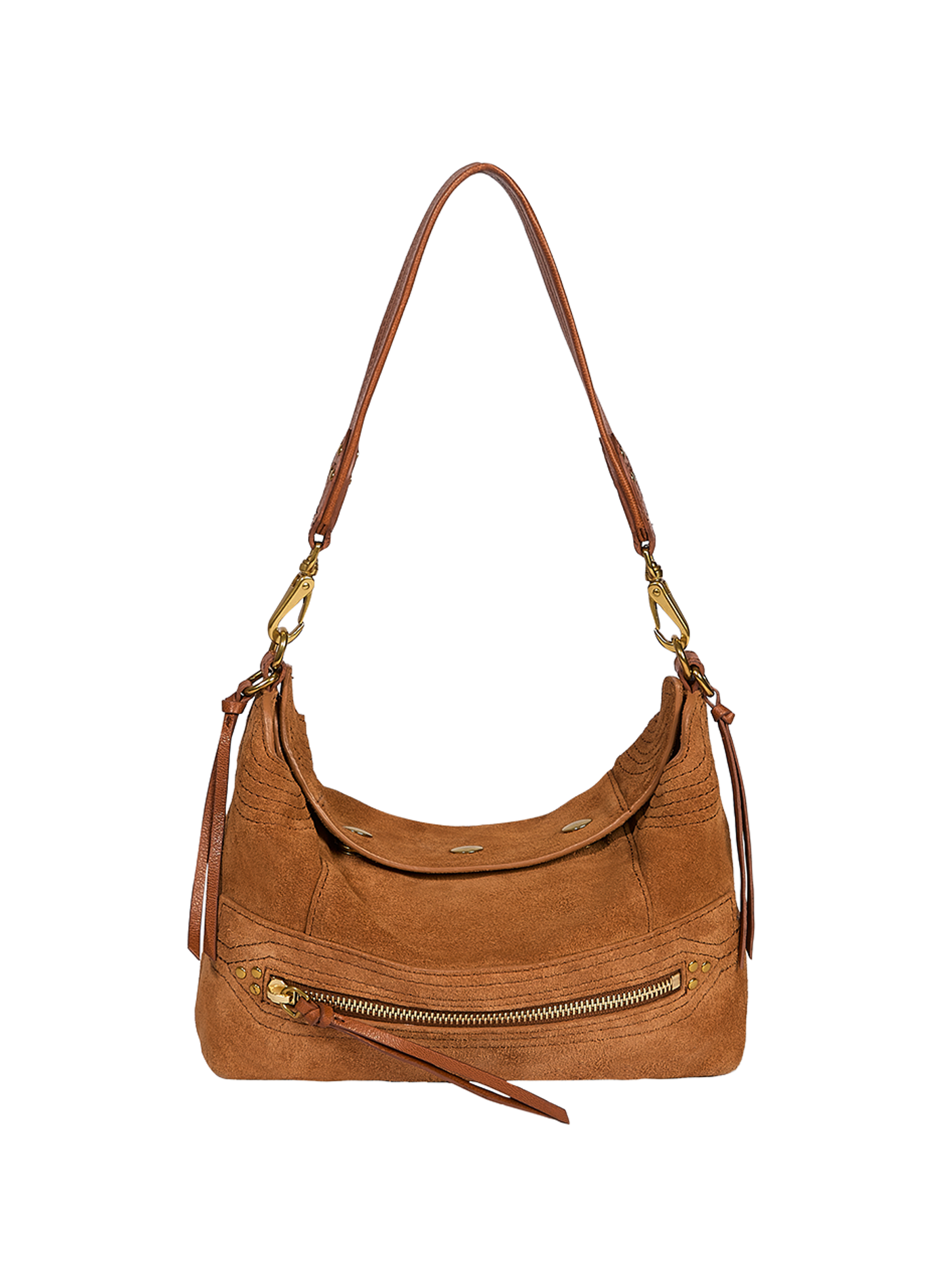 Sac Lucky Hobo Small en cuir de veau velours  JÉRÔME DREYFUSS Marron