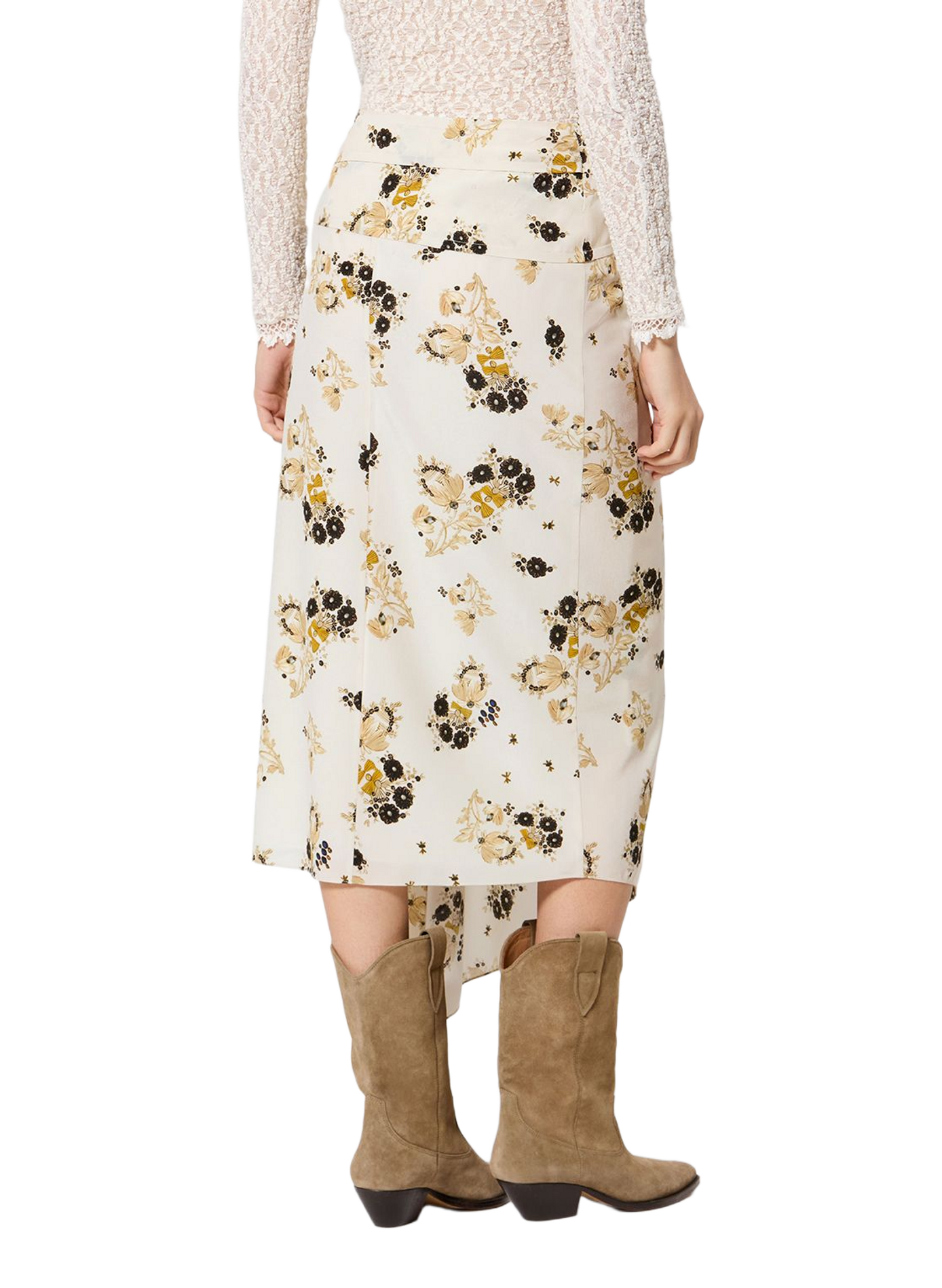 Midi asymmetrischer Rock in Seidenmischung ISABEL MARANT Weiss