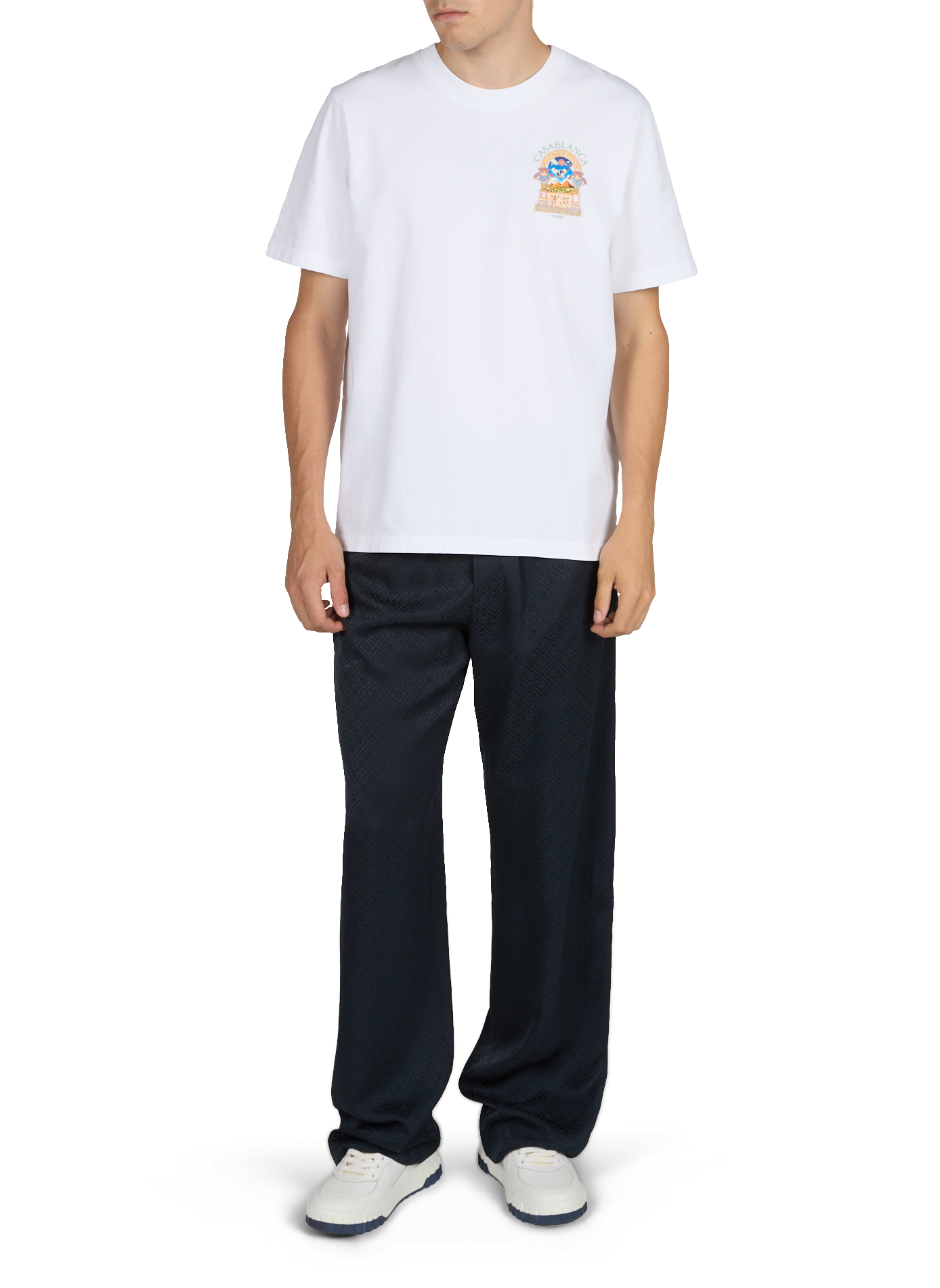 Tee-shirt droit col rond sérigraphié en coton CASABLANCA PARIS Blanc