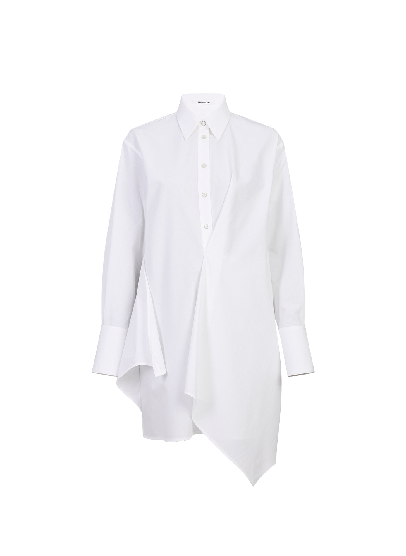 Asymmetrisches Hemdblusenkleid mit langen Ärmeln aus Baumwolle HELMUT LANG Weiss