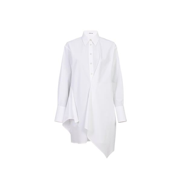 Robe chemise asymétrique à manches longues en coton Robe chemise asymétrique à manches longues en coton