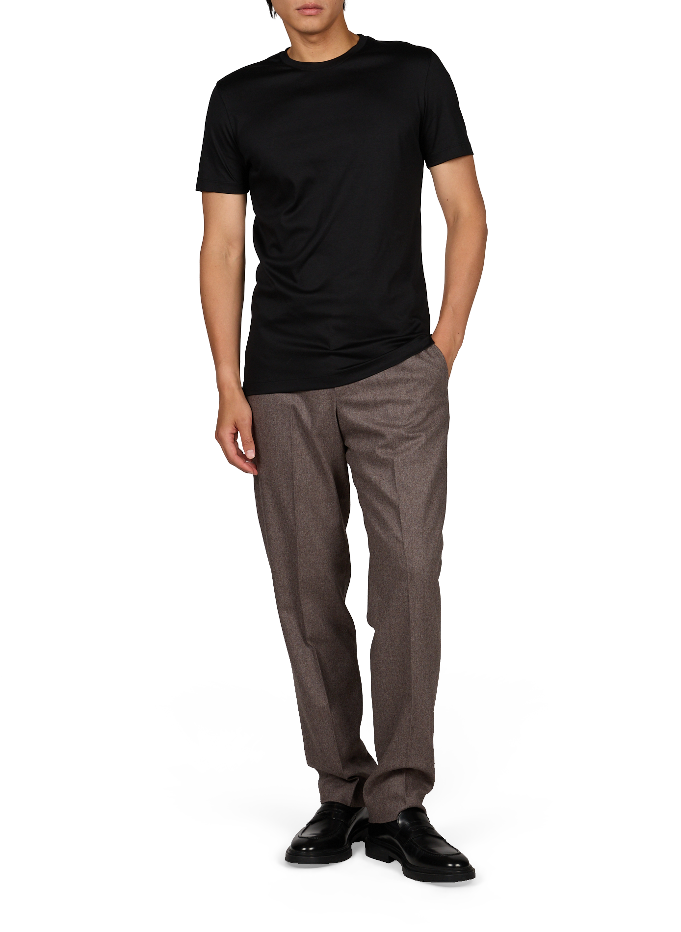 Pantalon à pinces en laine vierge PT01 Marron