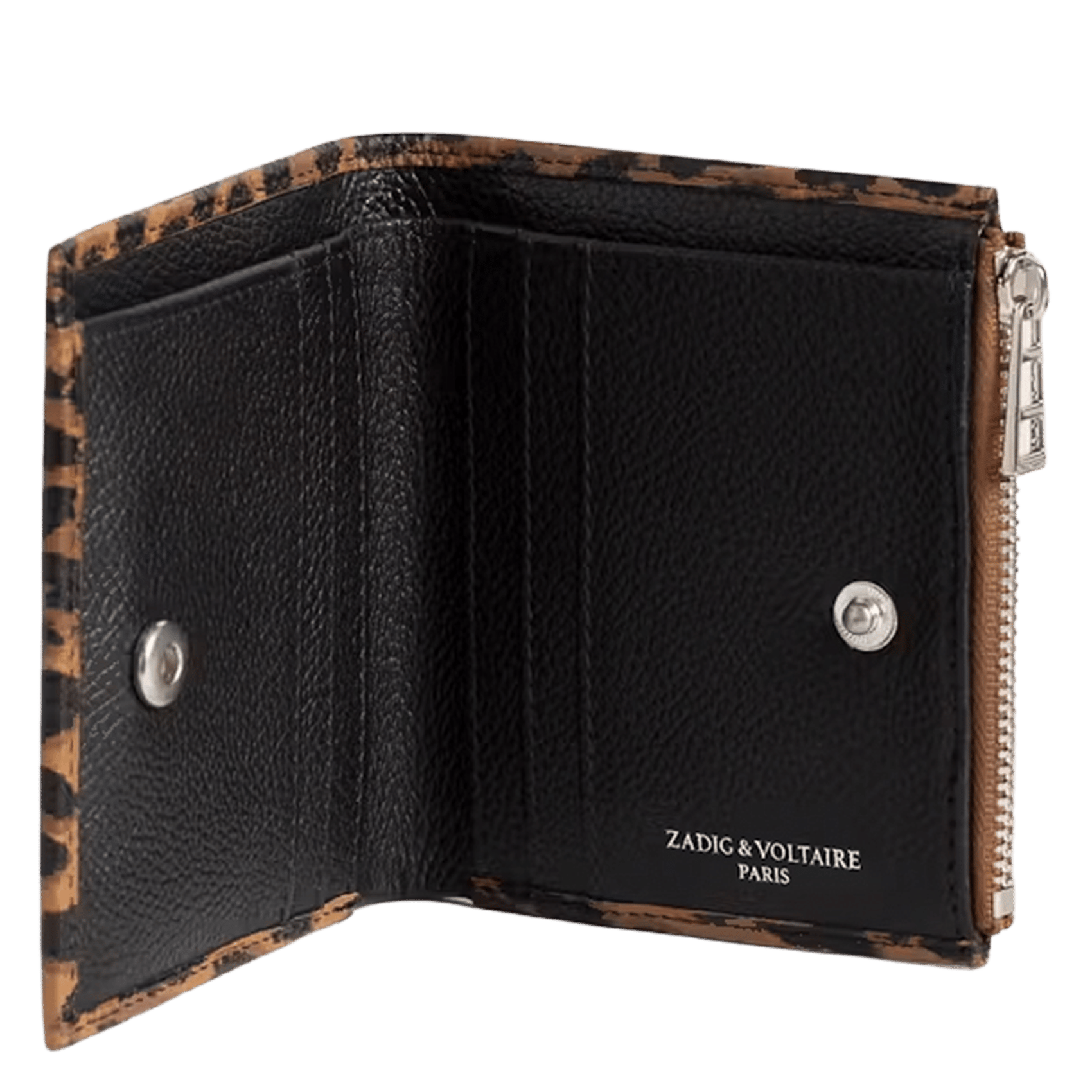 Luipaardprint leren portemonnee zv wallet ZADIG&VOLTAIRE Bruin