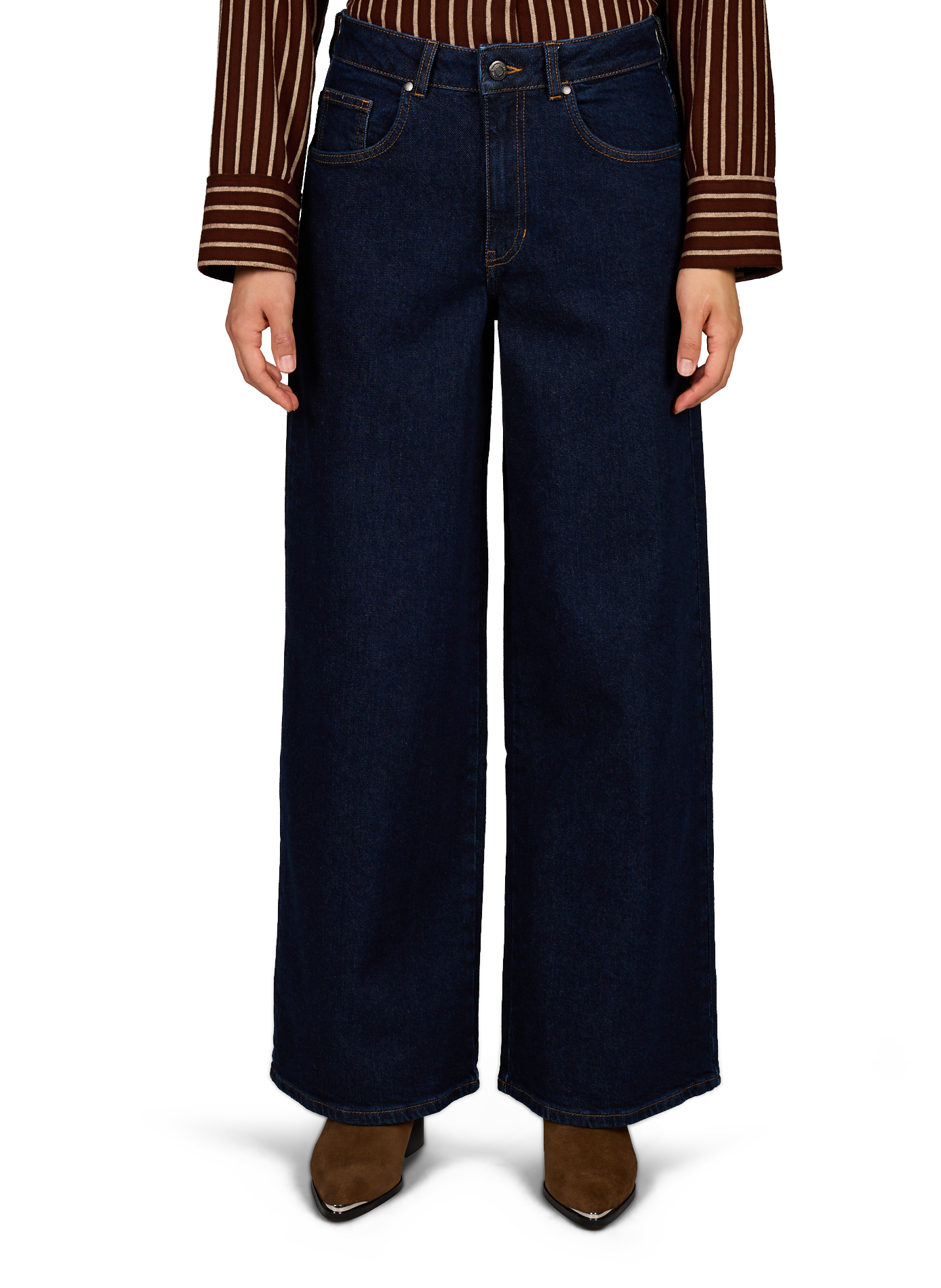 Jean Hedda in Large High Waist in Mixed Cotton THINKING MU Blau