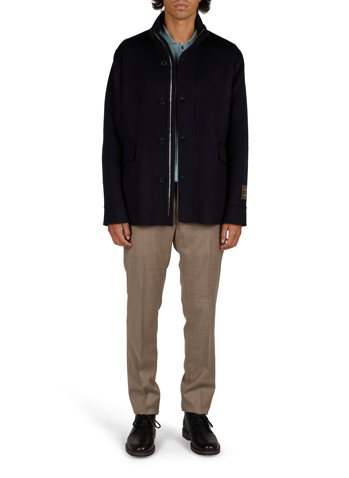 Jas met opstaande kraag van gemengde wol SLOWEAR Blauw