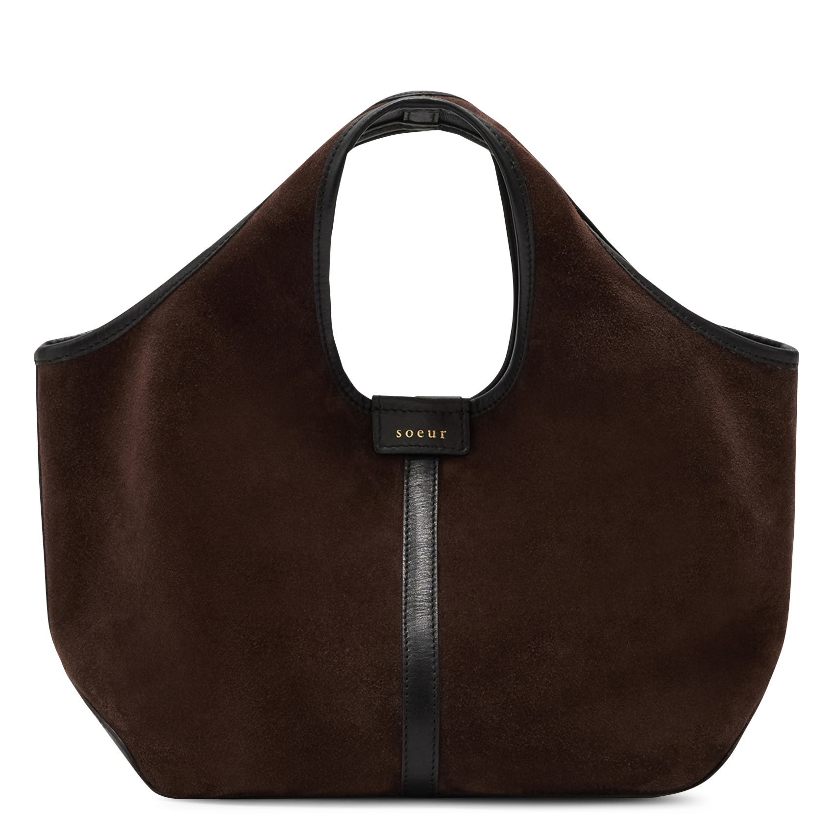 Sac à main en cuir douce mini SOEUR Marron