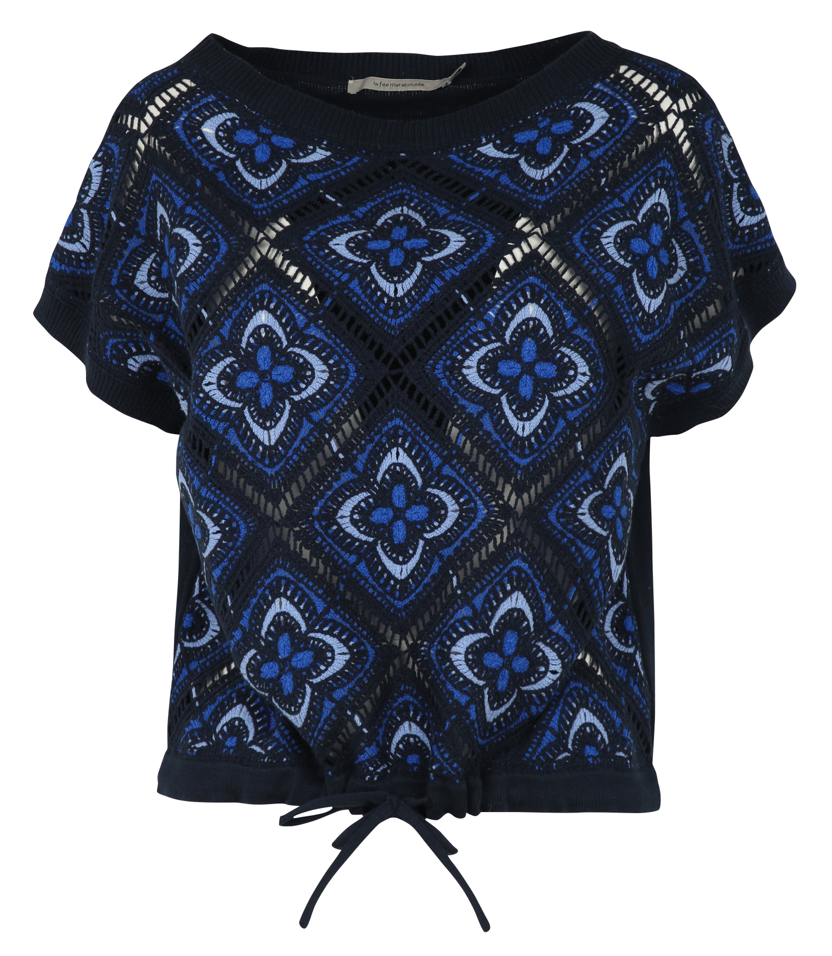 Top met ronde hals van een mix met biologisch katoen LA FEE MARABOUTEE Blauw