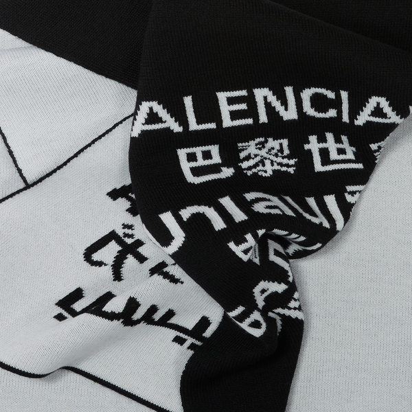 Balenciaga Language Wool-blend Scarf In Black