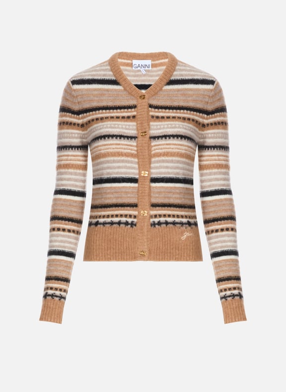 Striped wool blend cardigan GANNI Striped wool blend cardigan GANNI