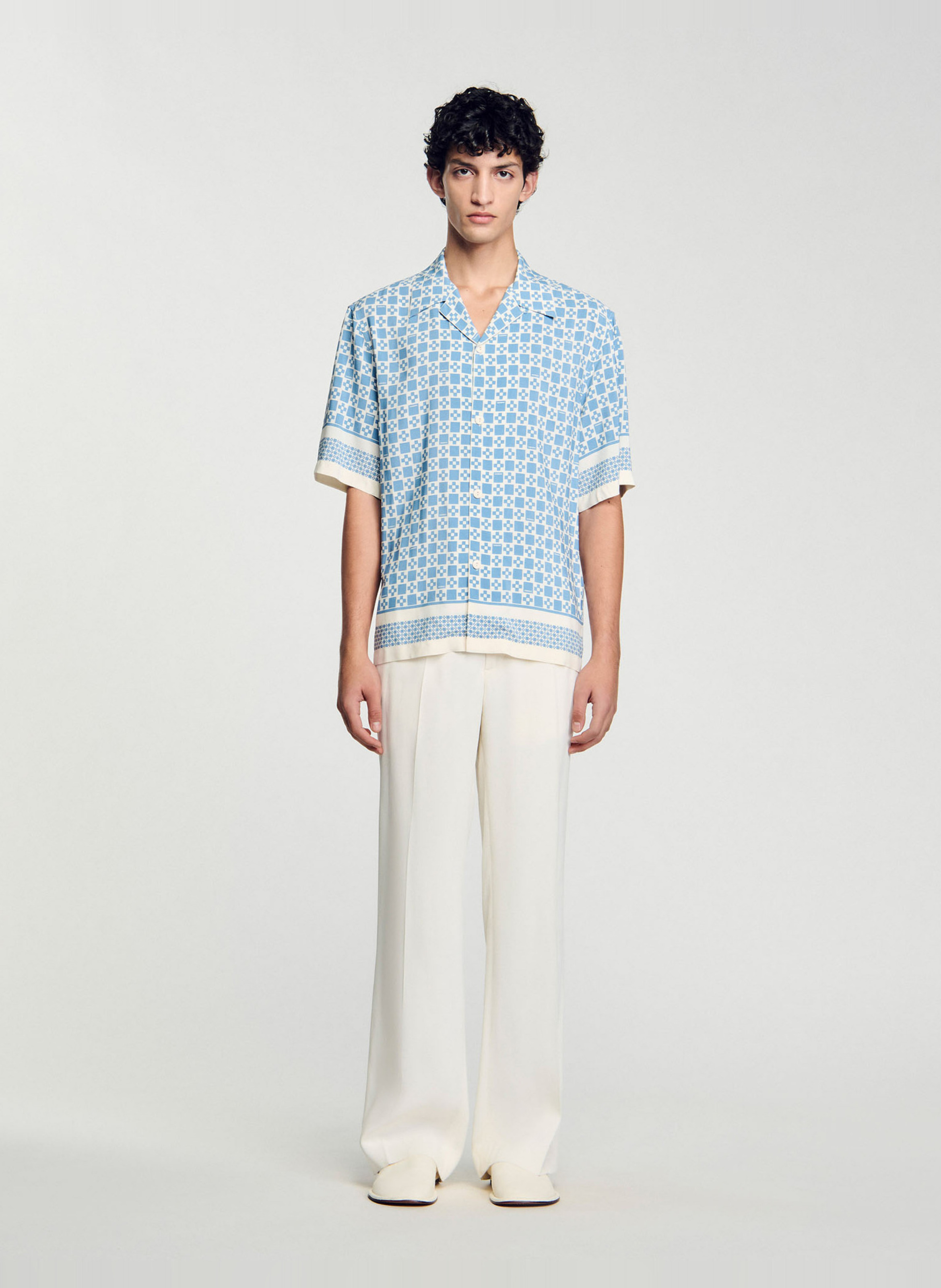 Chemisier droit imprimé SANDRO Bleu