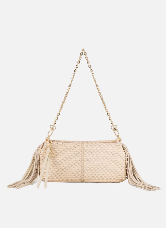 Sac porté épaule avec franges côtés miss m Beige by MAJE MAJE Sac porté épaule avec franges côtés miss m Beige