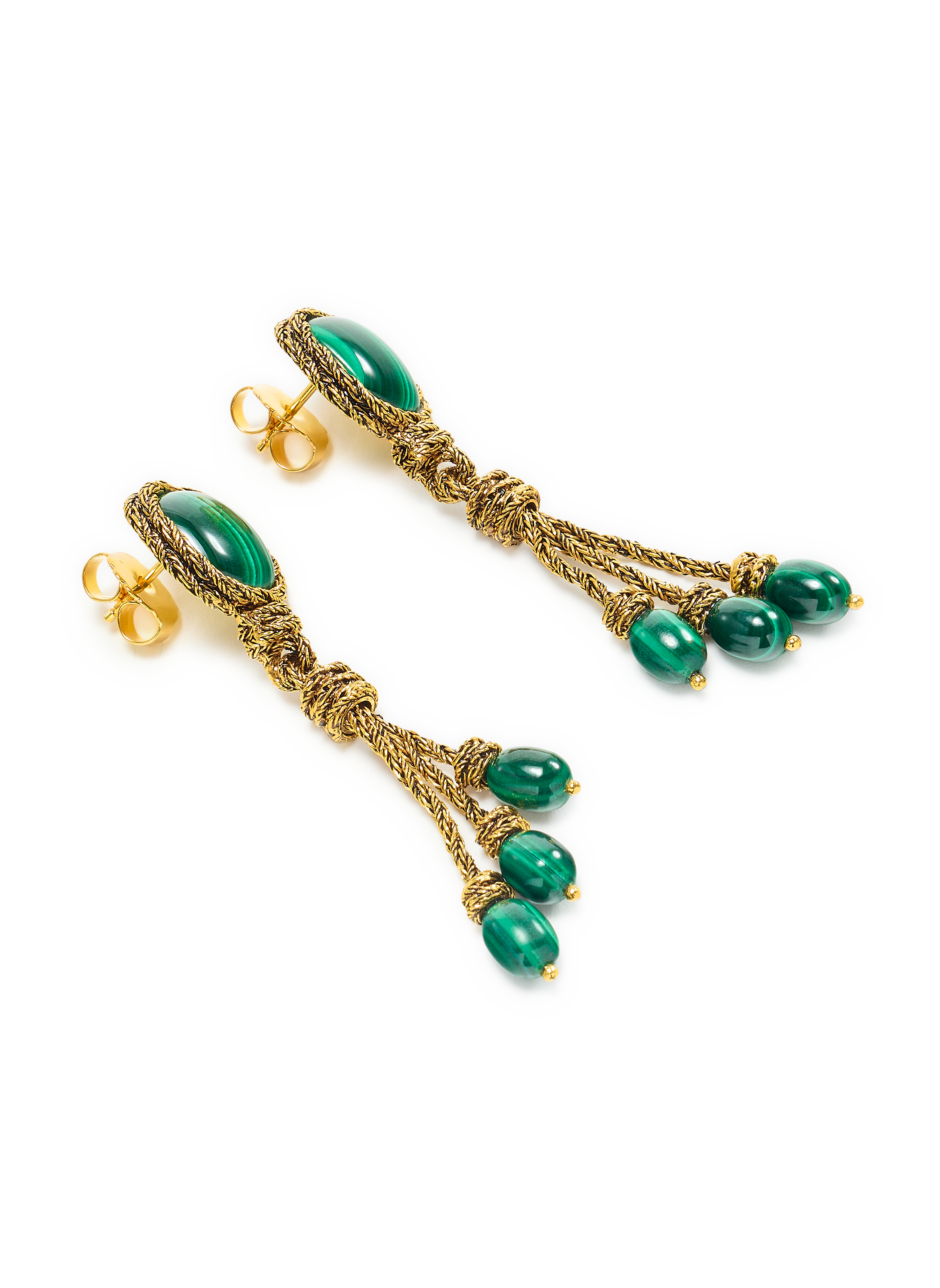 Boucles d'oreille Miki en malachite AURELIE BIDERMANN Vert