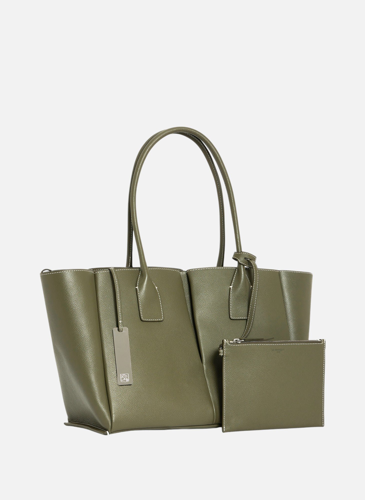 Grand sac cabas elena en cuir grainé LE TANNEUR Vert