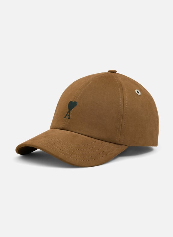 Casquette broderie ami de coeur en coton unisexe Marron by AMI PARIS AMI PARIS Casquette broderie ami de coeur en coton unisexe Marron