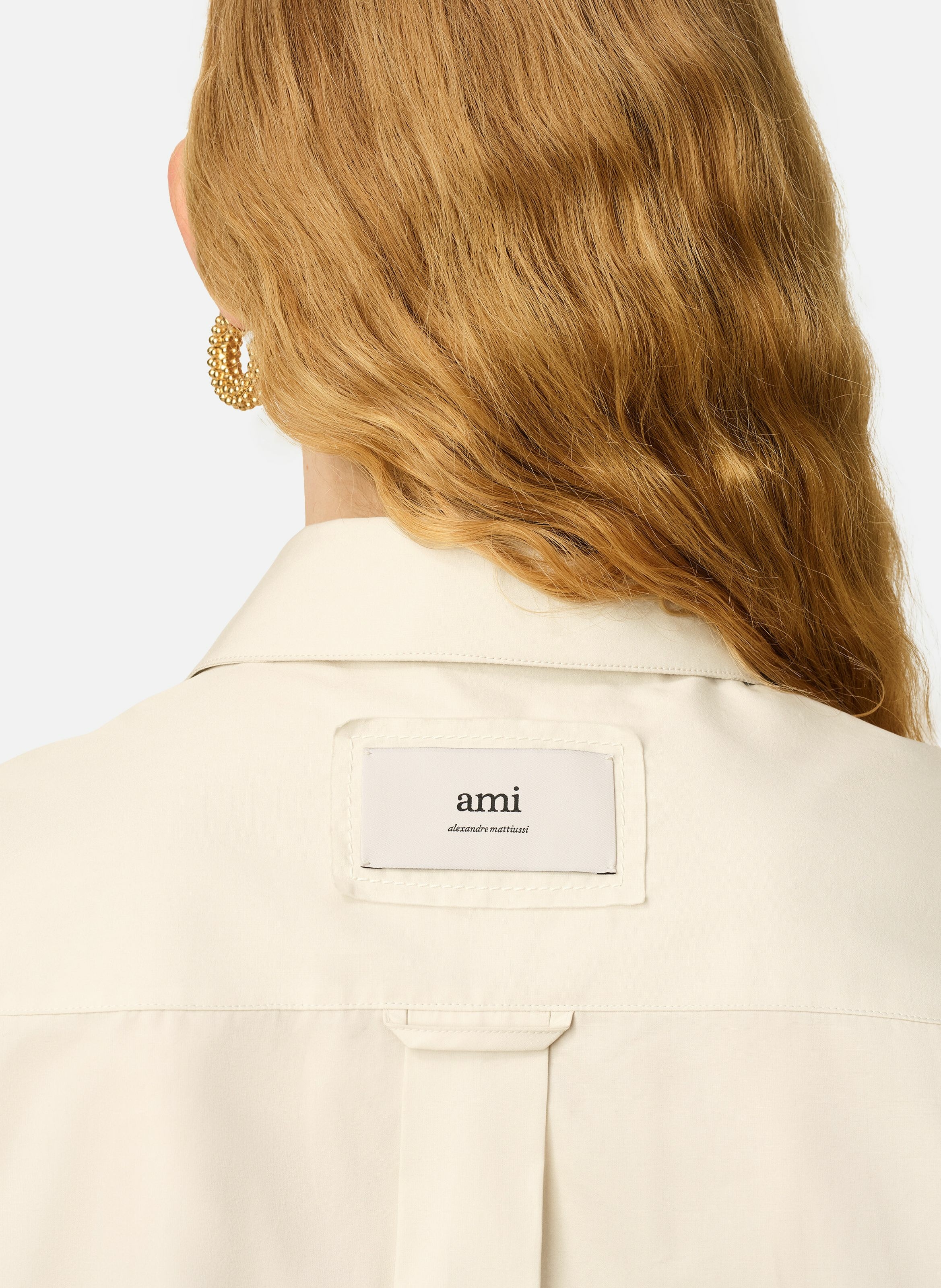 Chemise oversize bords francs en coton unisexe AMI PARIS Blanc