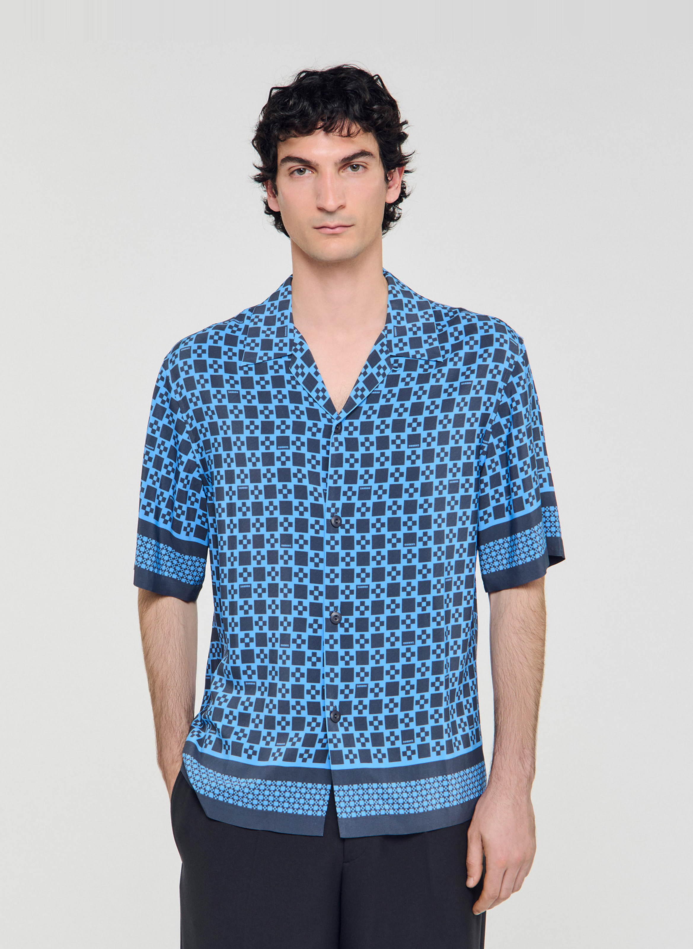 Chemisier droit imprimé SANDRO Bleu